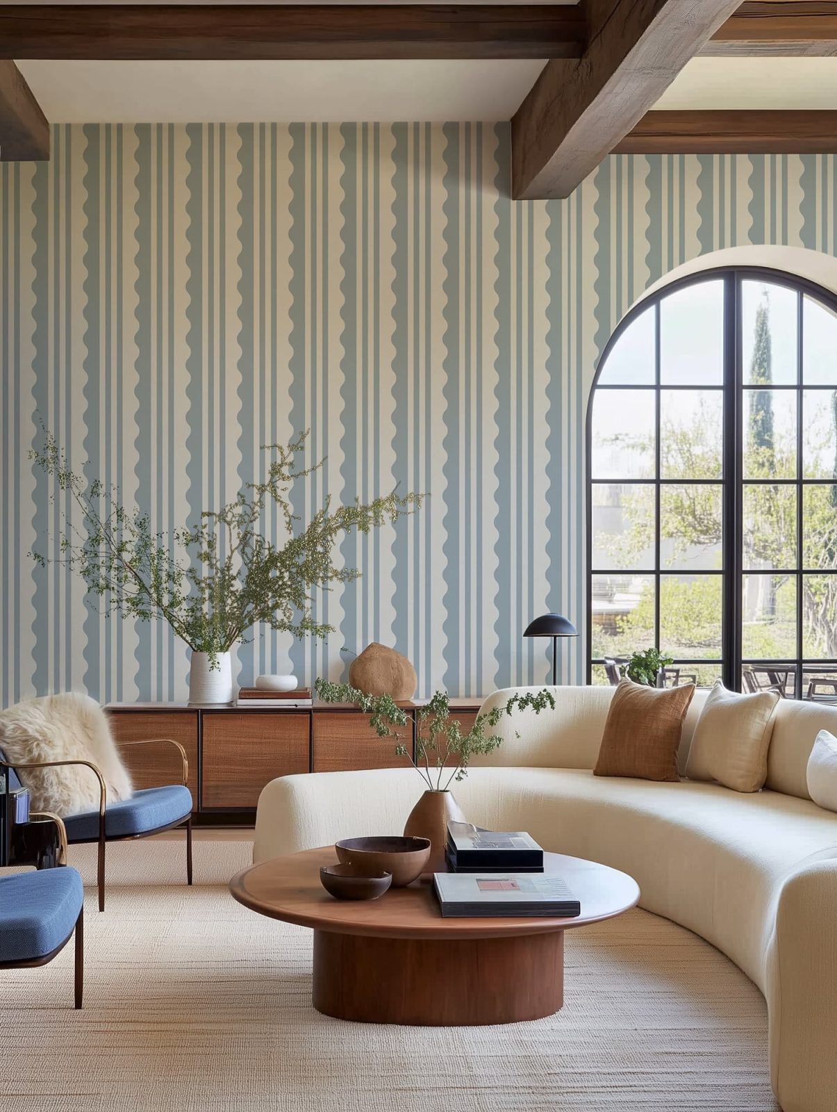 Wavy Stripe, Blue, Rebel Walls 2