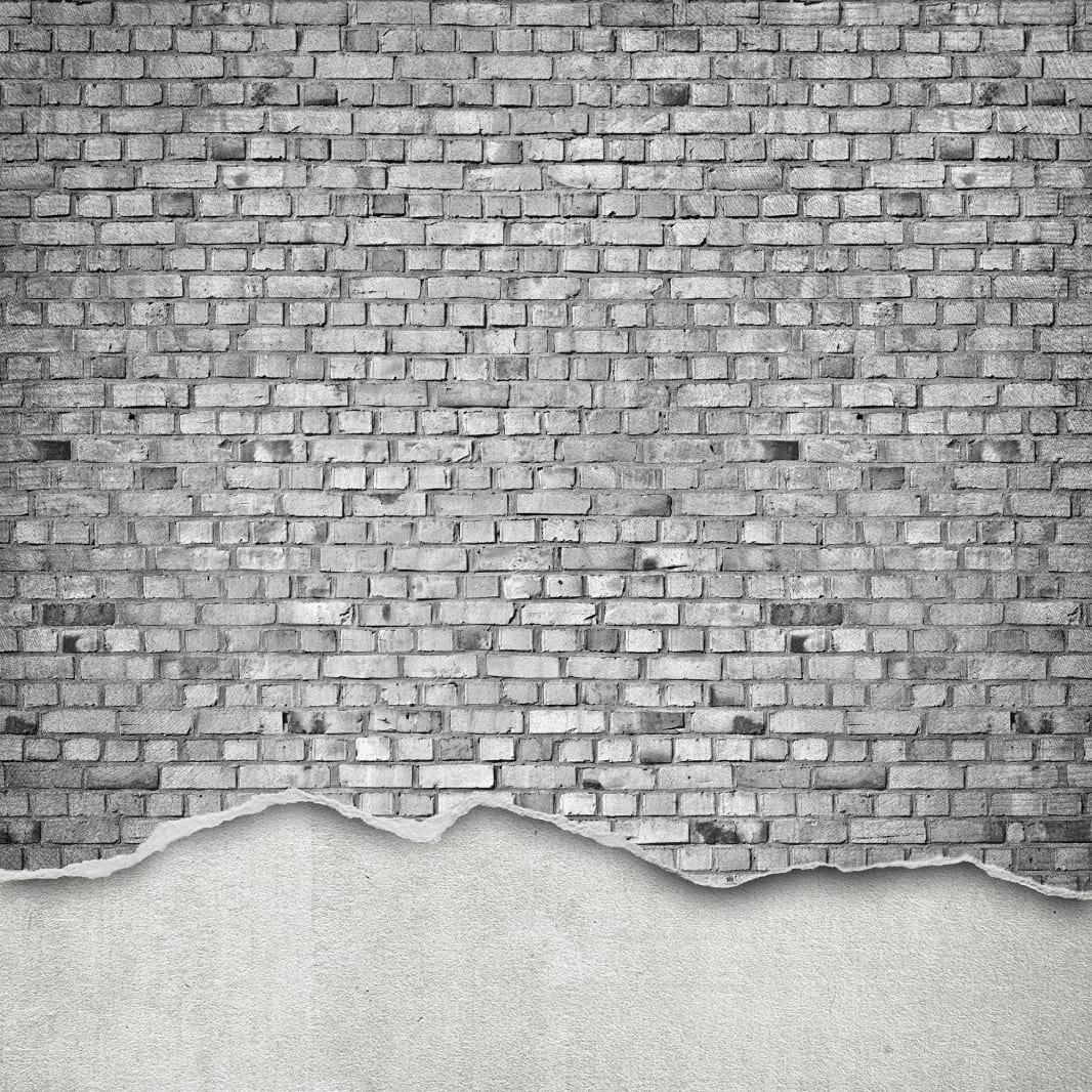 Well-Worn Brick Wall, White, Rebel Walls