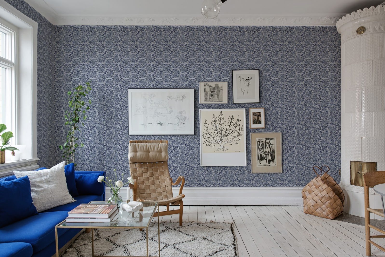Marbled Hexagon Tiles, Dark Blue, Rebel Walls, 5 mp / rola 2