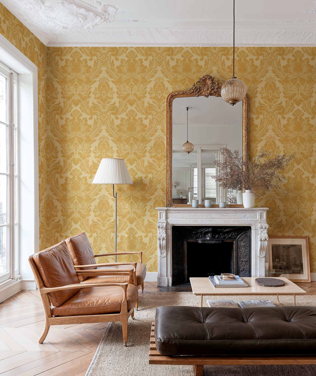 Venetian Damask, Mustard, Coordonne, 5mp / rola 2