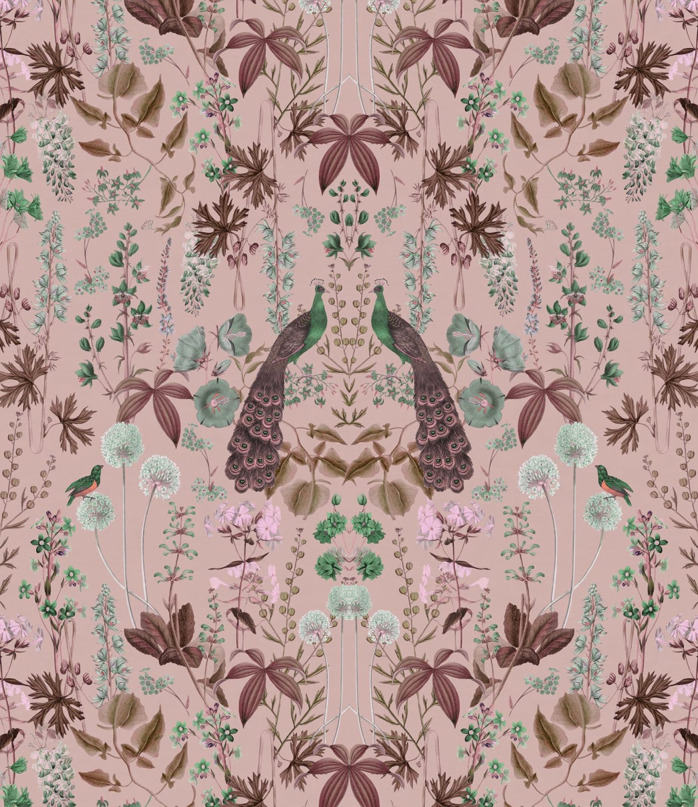 Peacock Garden, Pink, Rebel Walls