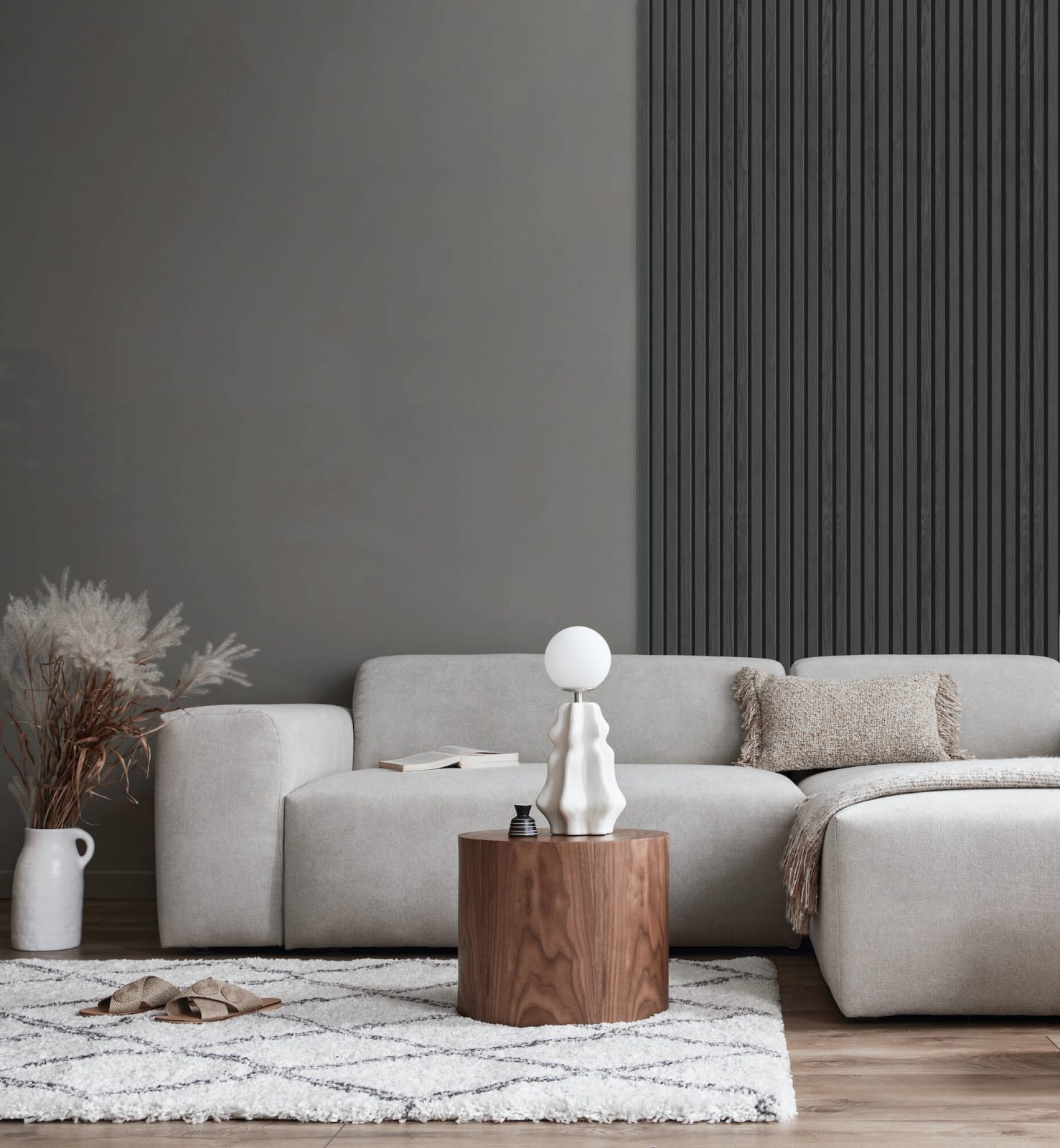 Riflaj decorativ MDF, Graphite, fonoabsorbant, 270x28cm, Lamelio 2