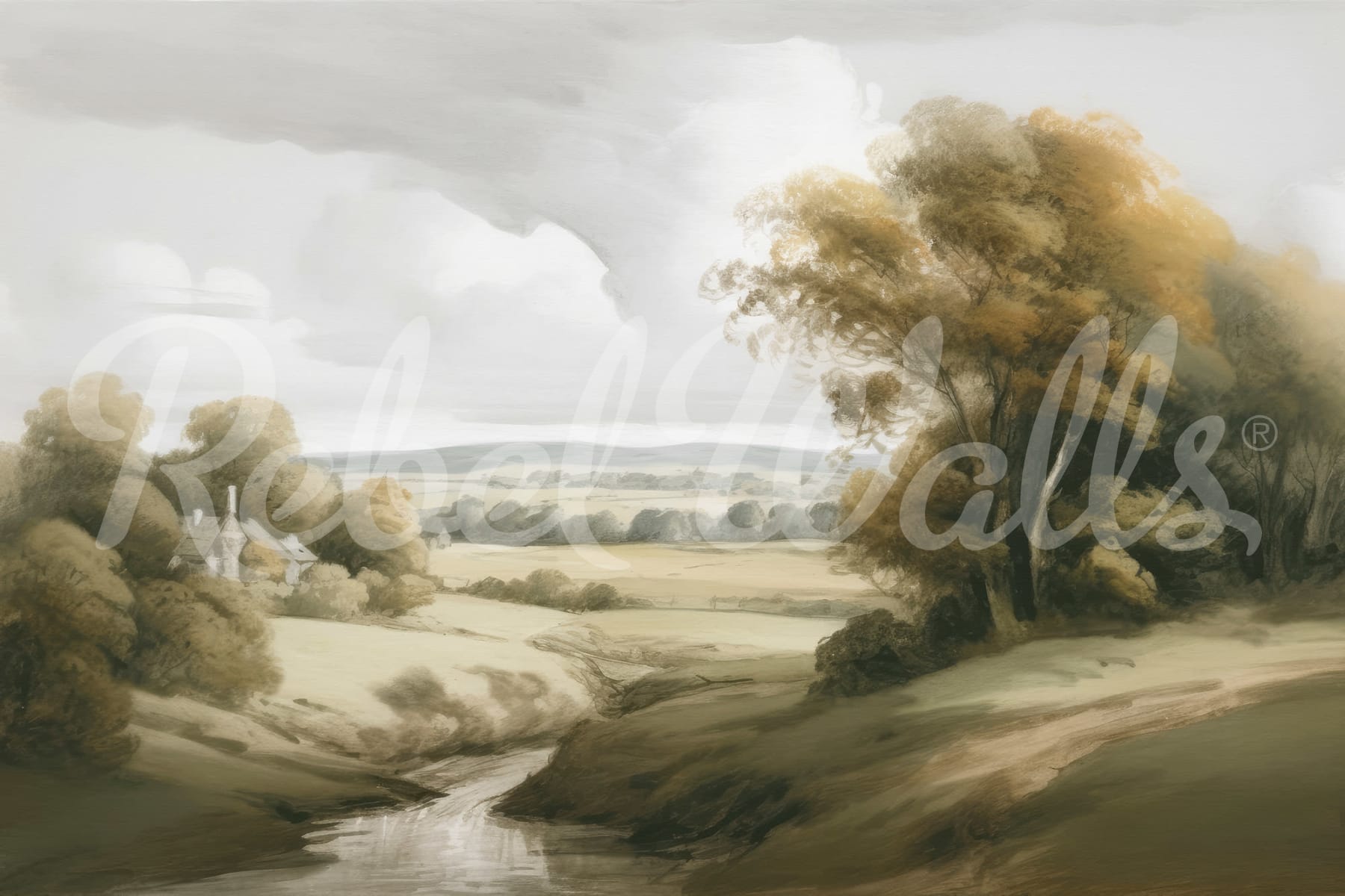 Field View Painting, Beige, Rebel Walls