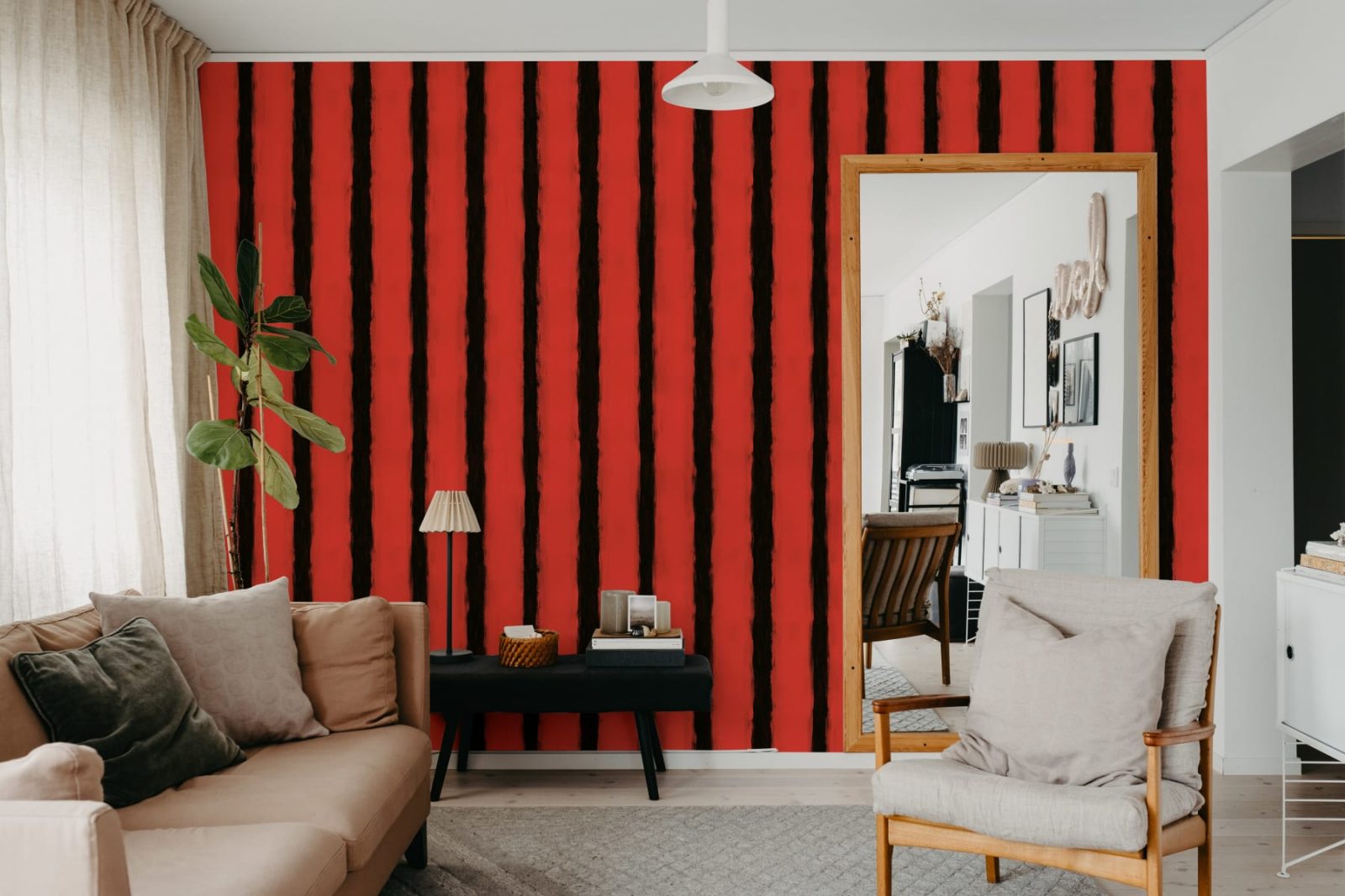 Painted Stripes, Red, Rebel Walls 2