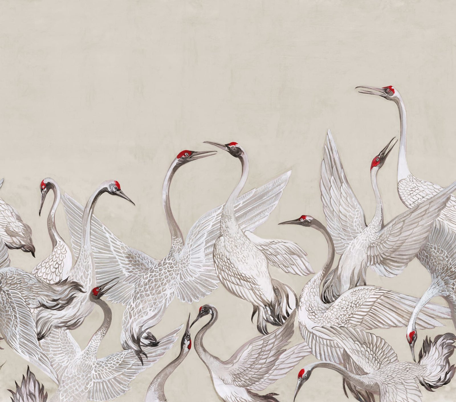Soaring Cranes, Beige, Rebel Walls