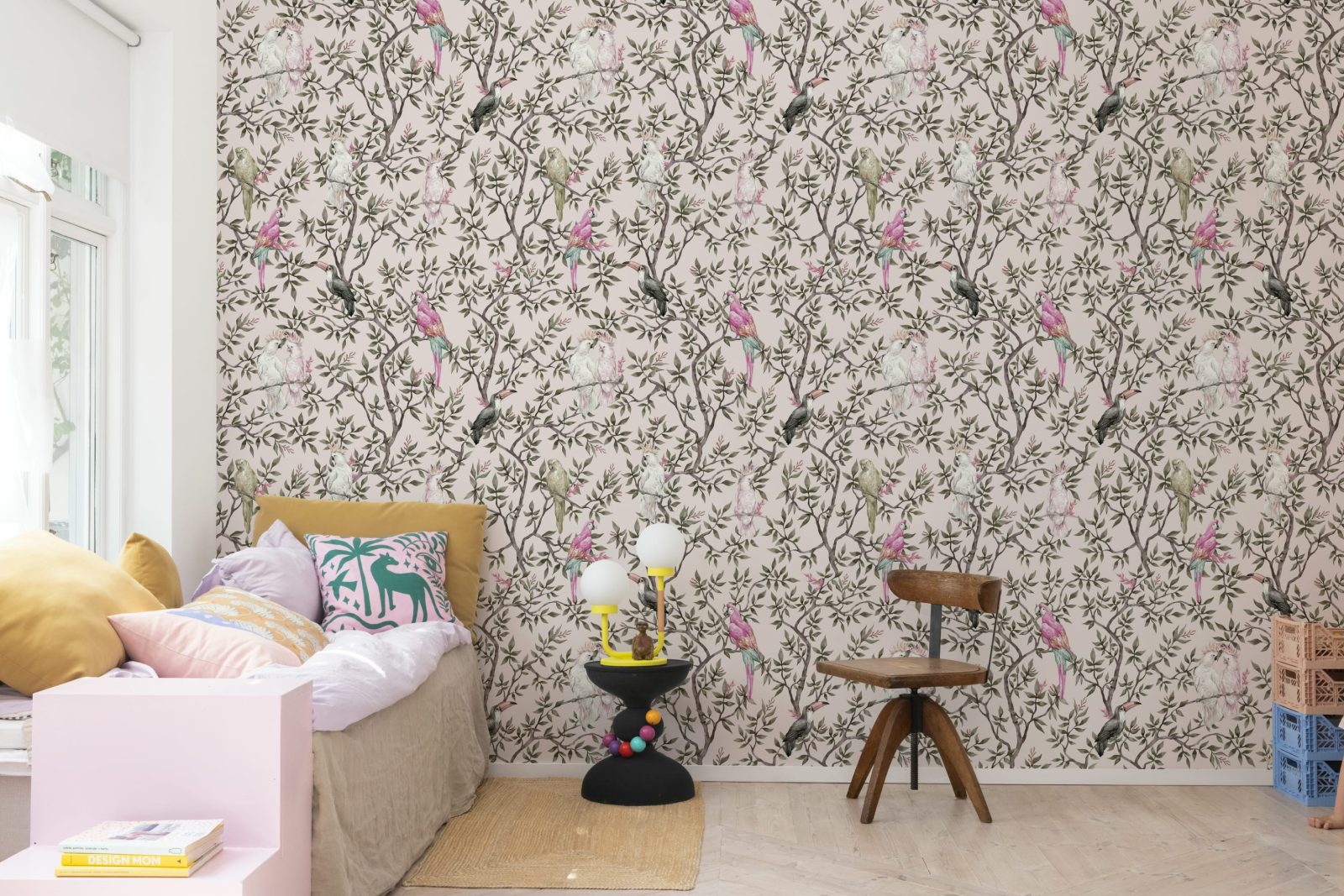 Parrot Shrubbery, Pink, Rebel Walls 2