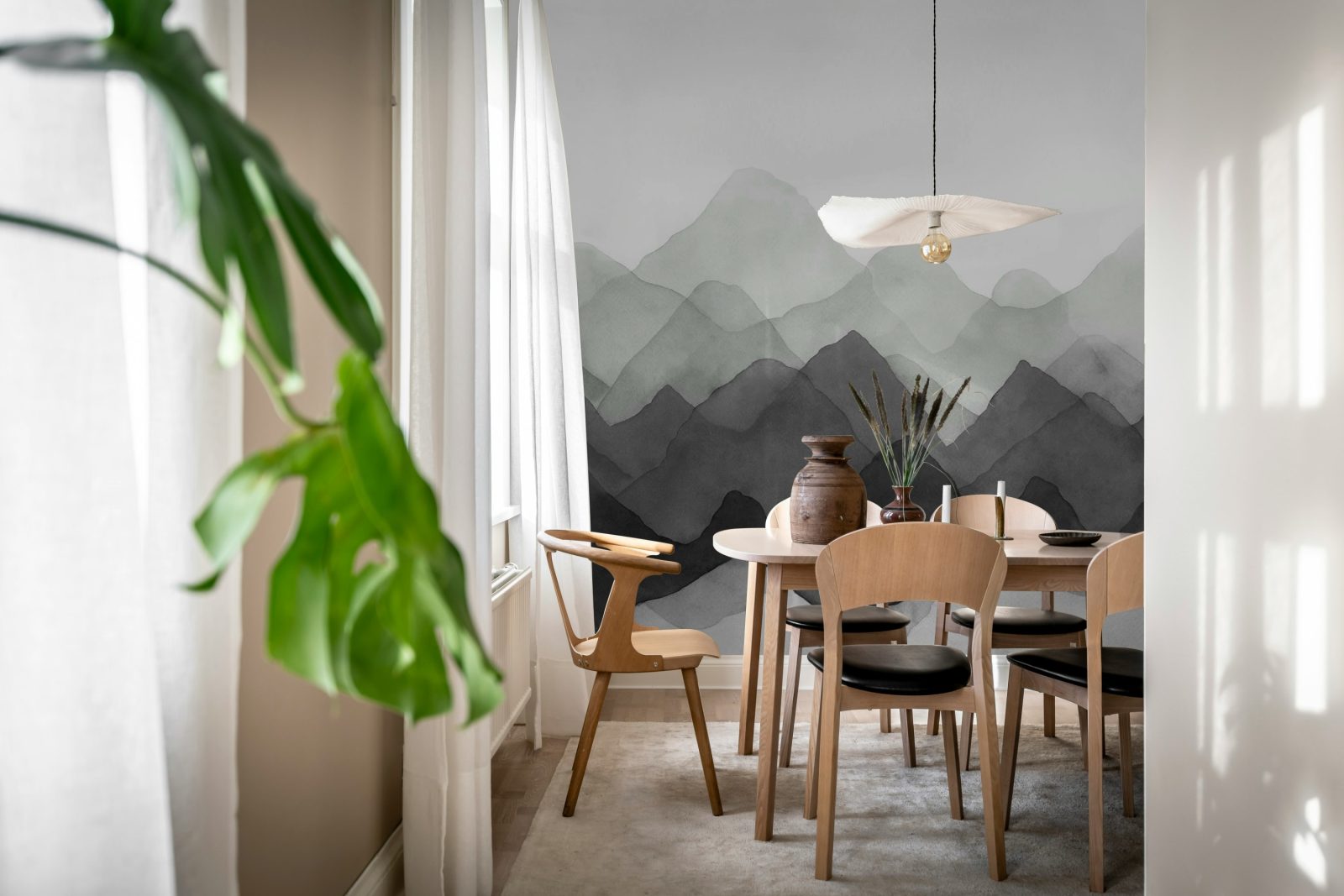 Watercolor Mountain, Black, Rebel Walls 3