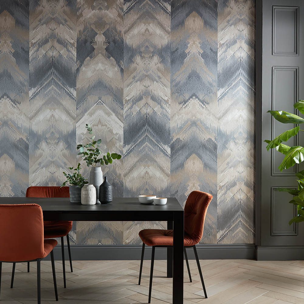 Reflections, Pewter Silver Luxury Geometric, 1838 Wallcoverings, 6.5mp / rola 2