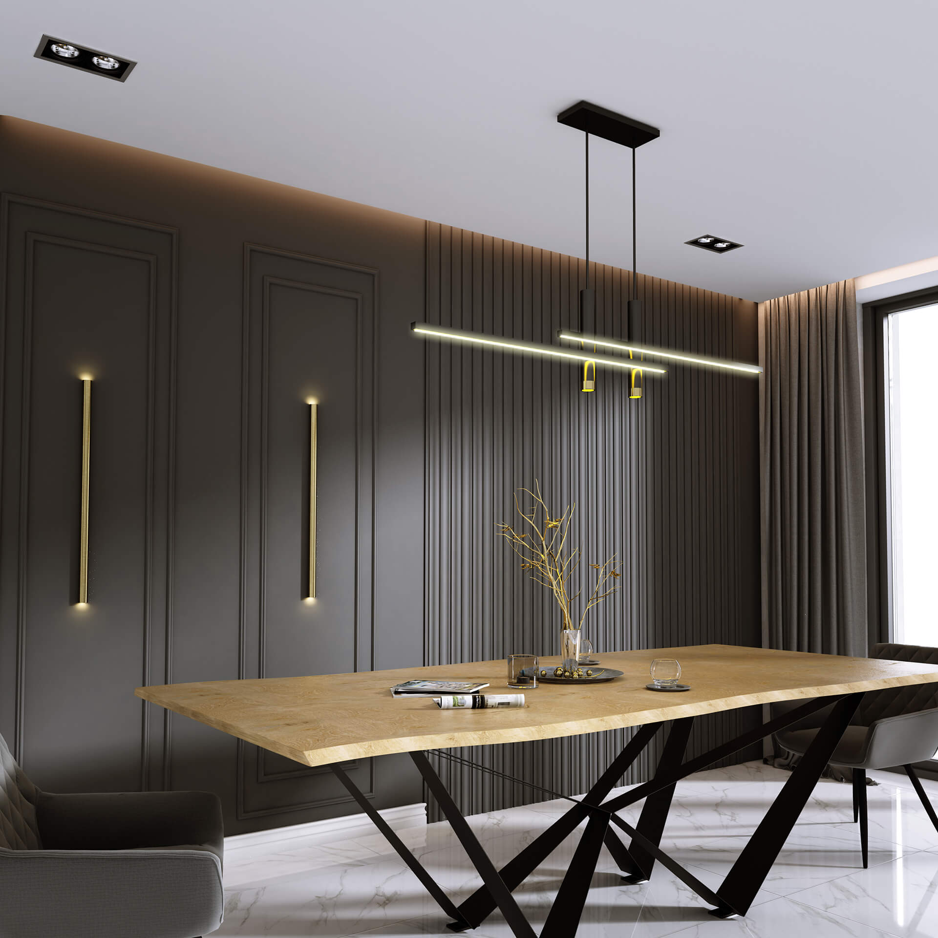Riflaj decorativ 3D Vasco, Walnut, 270x11.7cm, Lamelio 2