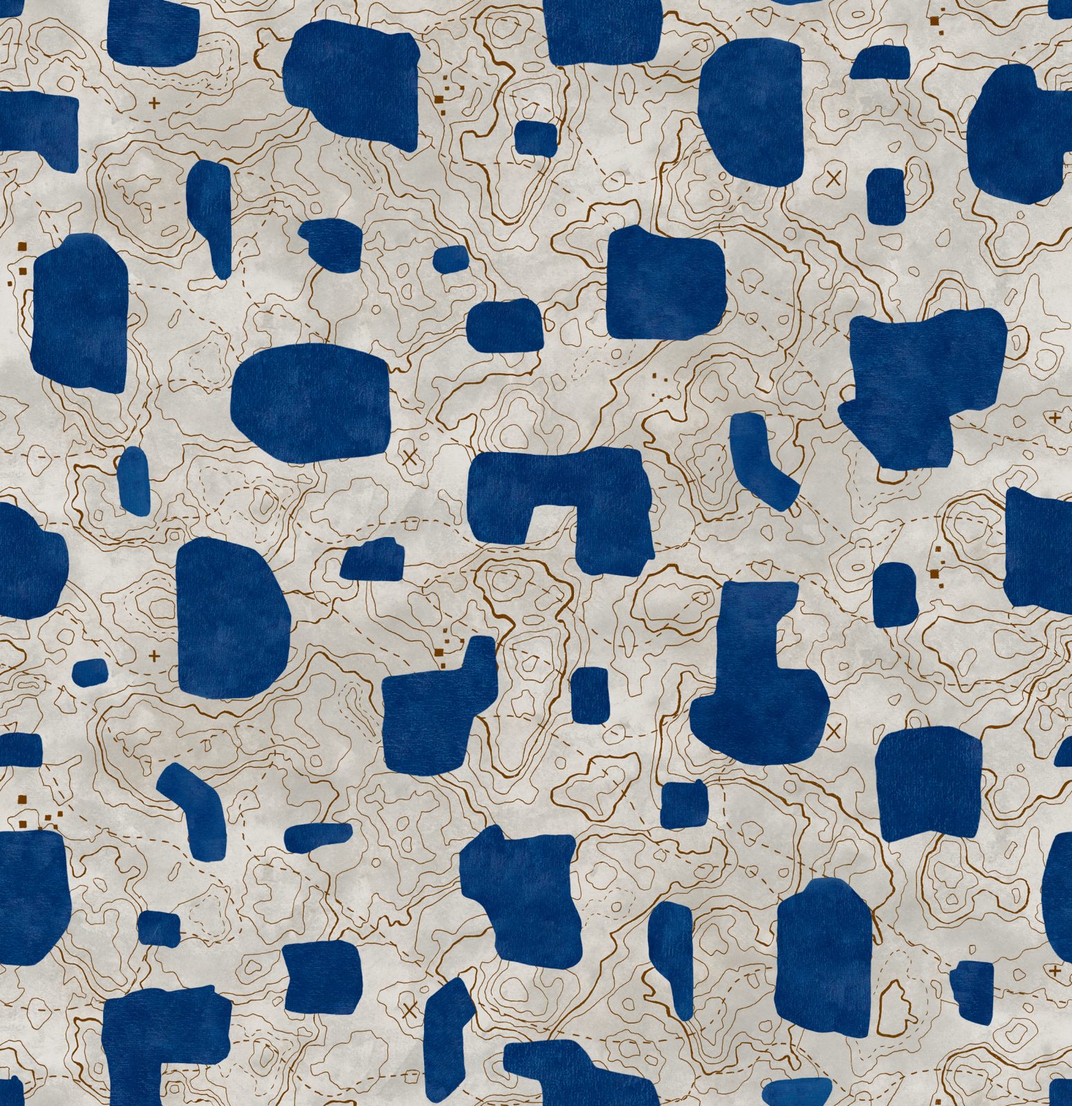 Map Xylography, Blue, TresTintas 5mp / rola