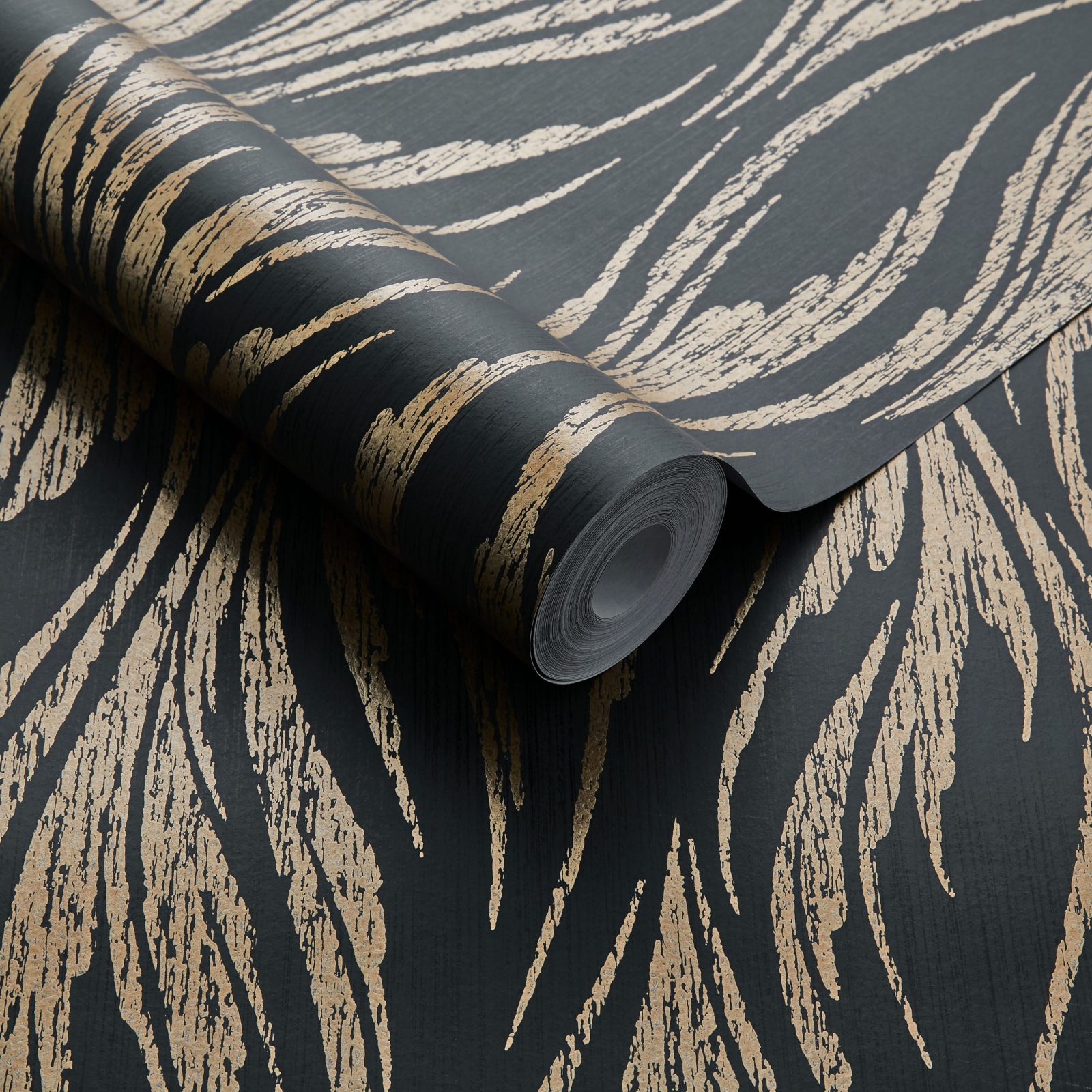 Ripple, Bracken Gold and Black Luxury Feature, 1838 Wallcoverings, 5.3mp / rola 3