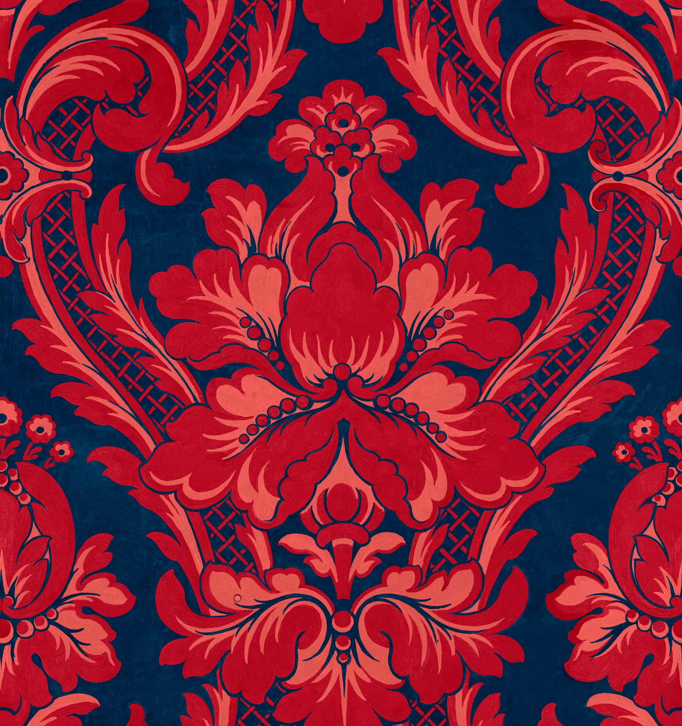 Venetian Damask, Vermilion, Coordonne, 5mp / rola