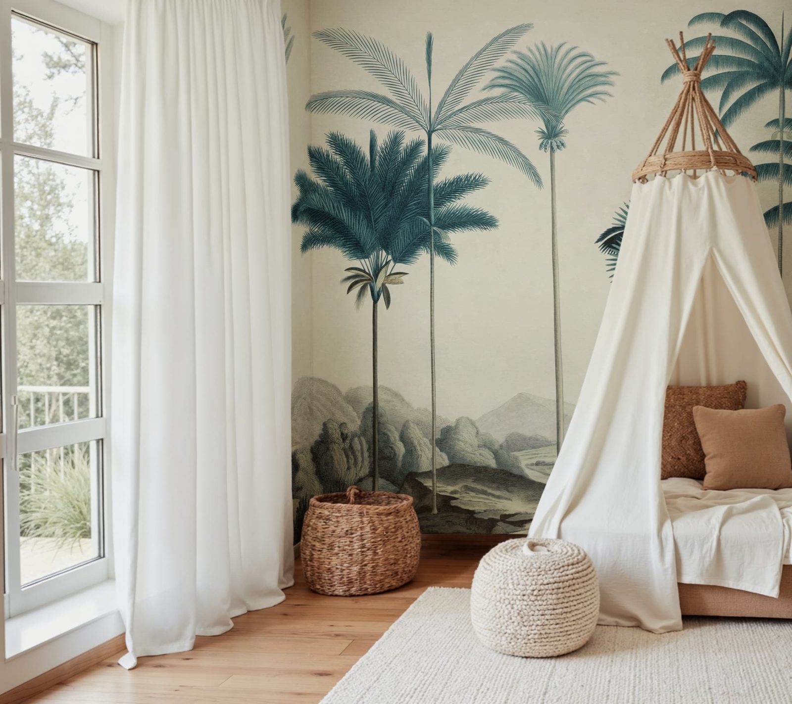 Vintage Palms, Blue, Rebel Walls 3