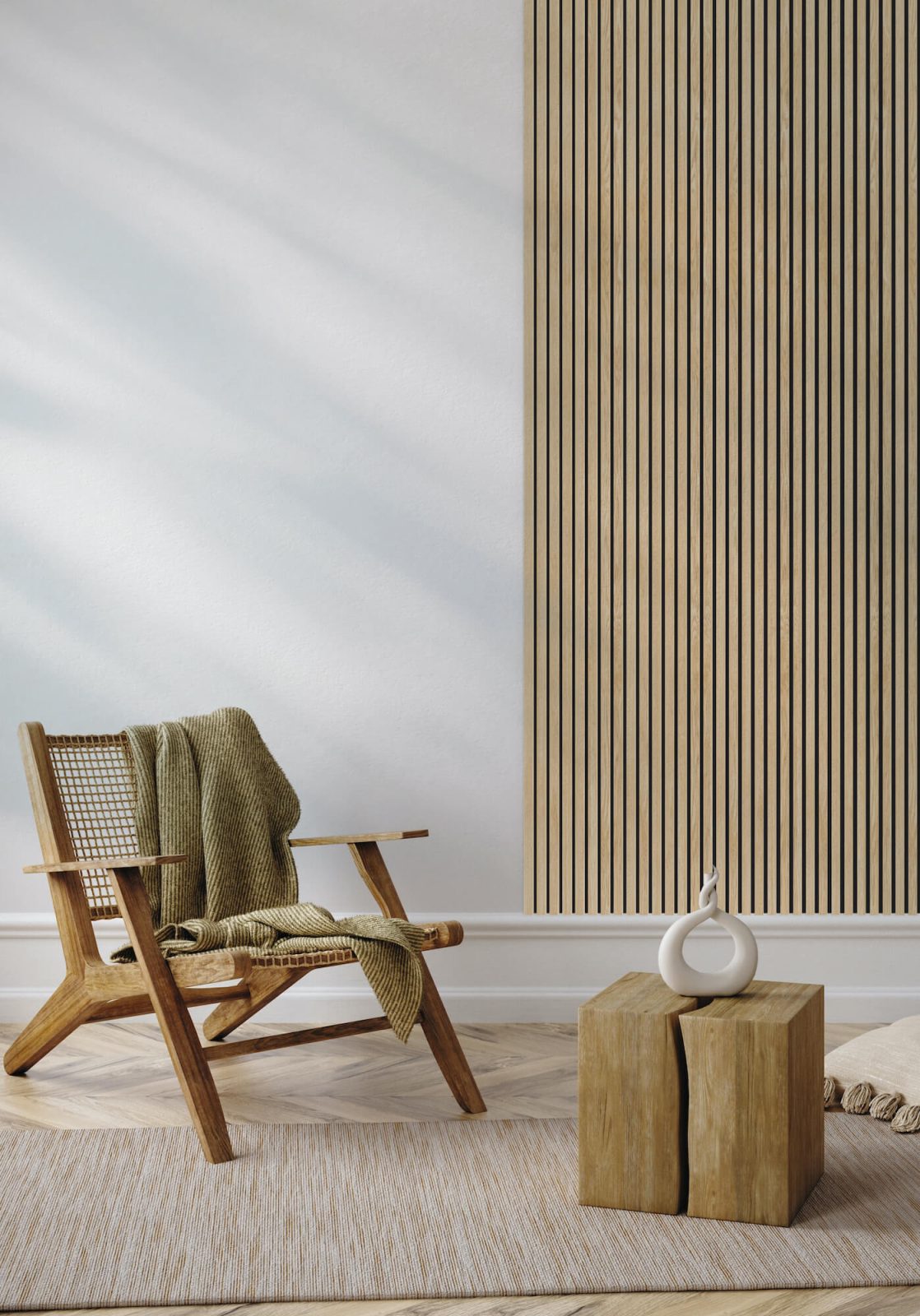 Riflaj decorativ MDF, Light Oak, fonoabsorbant, 270x28cm, Lamelio 2
