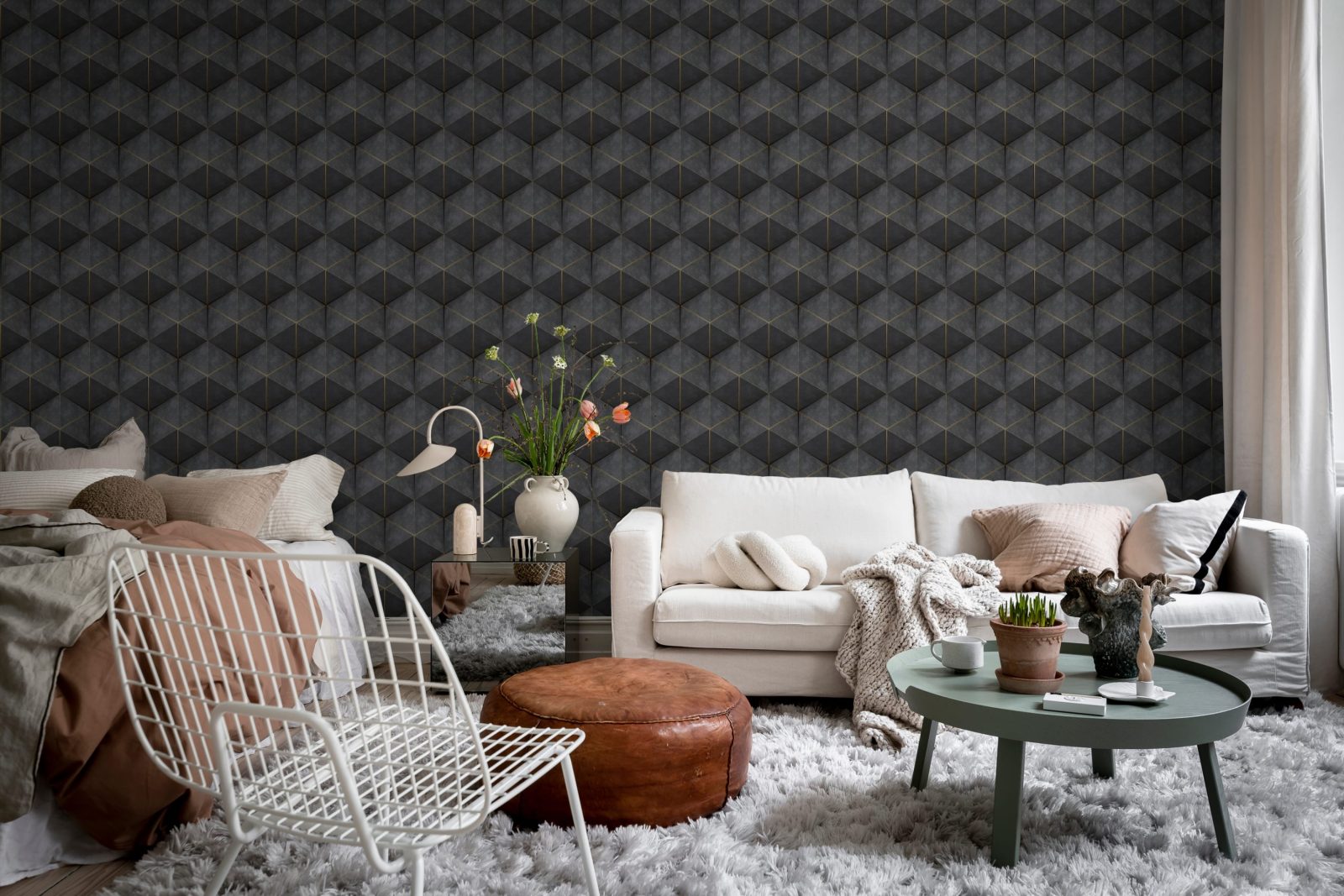 Hexagon Cube, Black, Rebel Walls 3