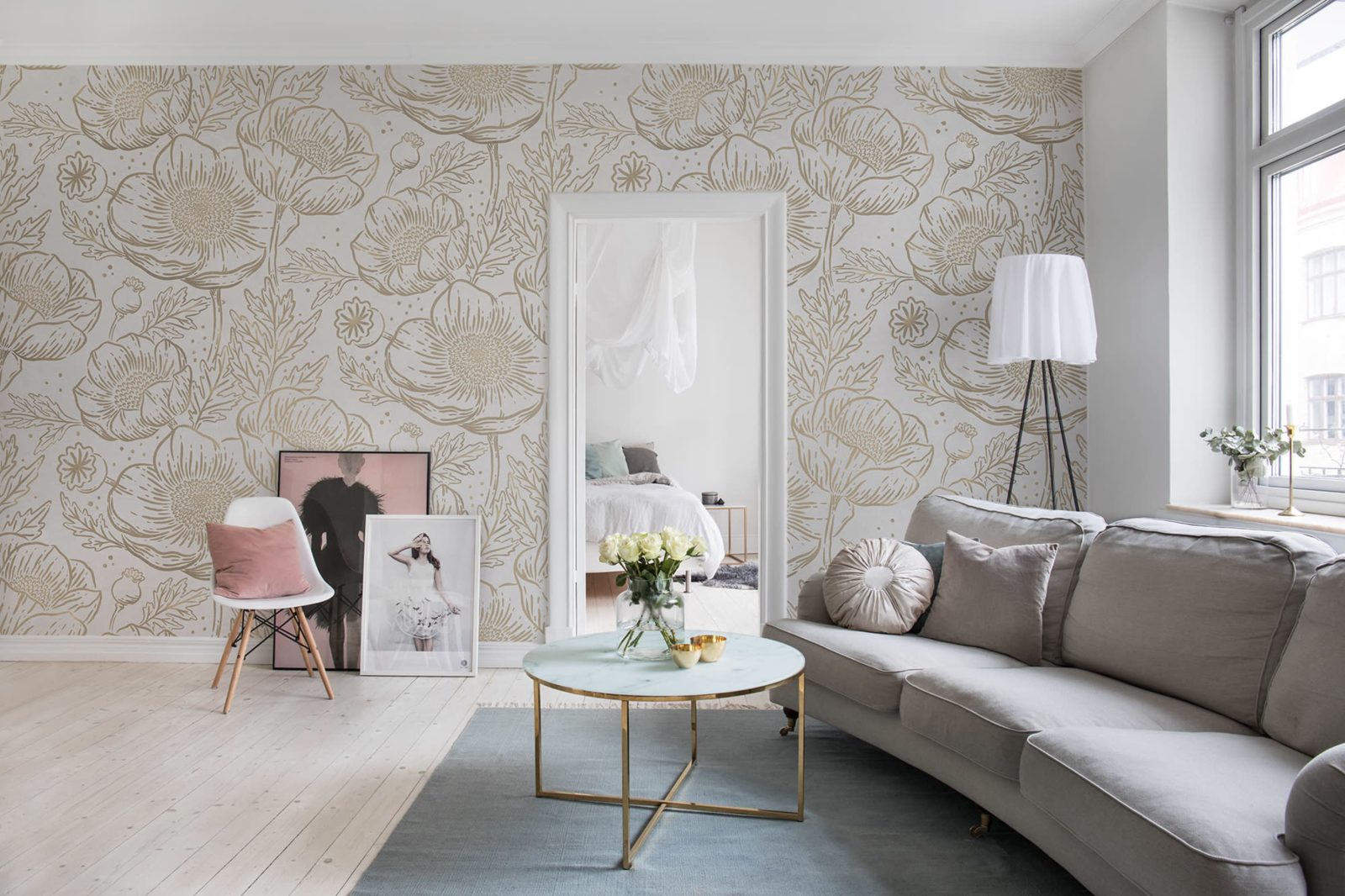 Golden Poppy, White, Rebel Walls 2