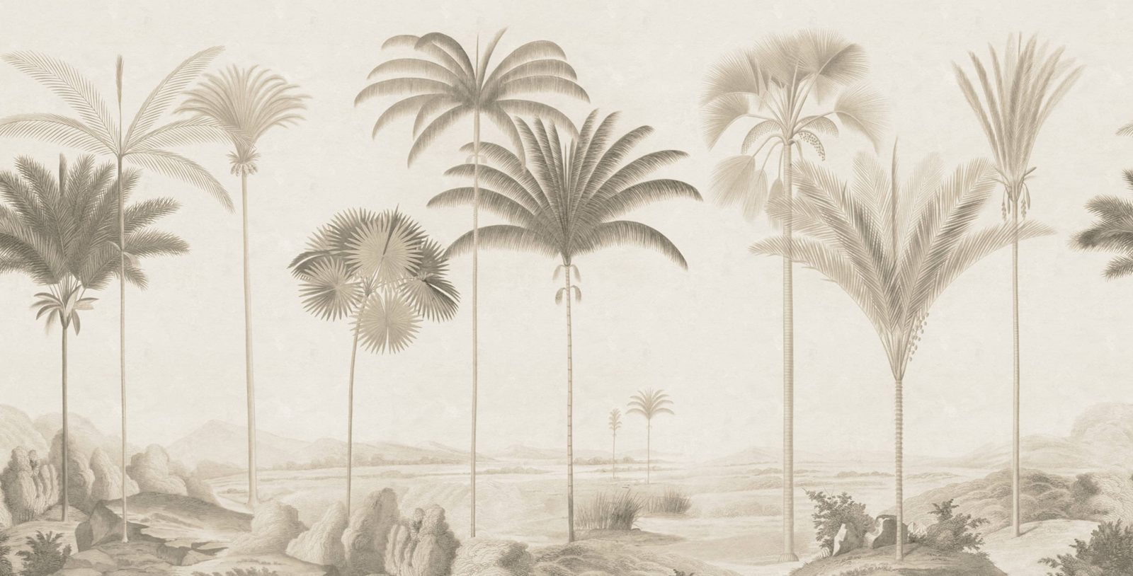 Vintage Palms, Beige, Rebel Walls