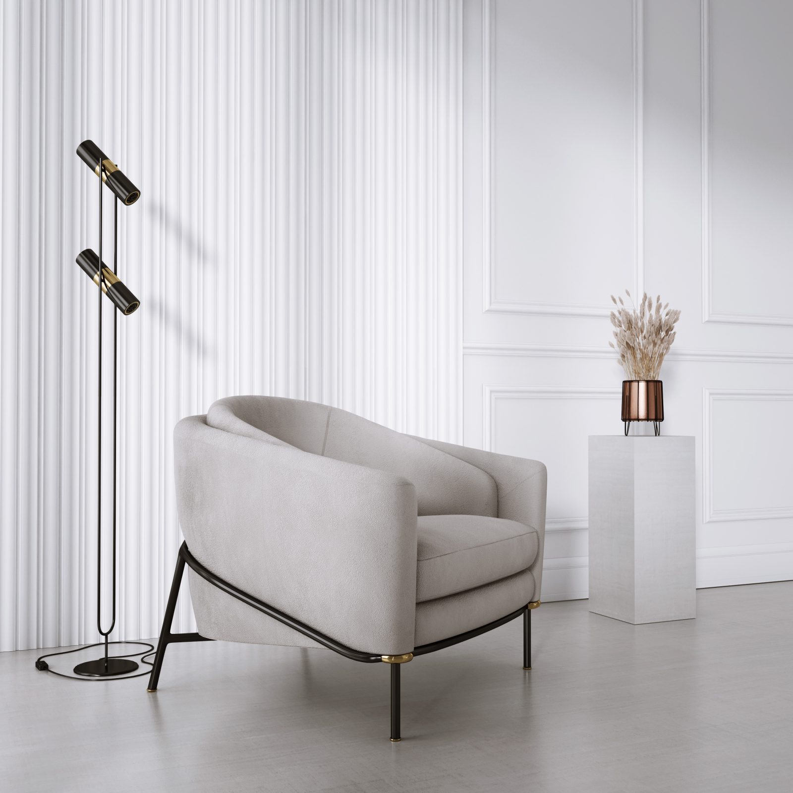 Riflaj decorativ 3D Versal, Alb, 270x11.5 cm, Lamelio 2