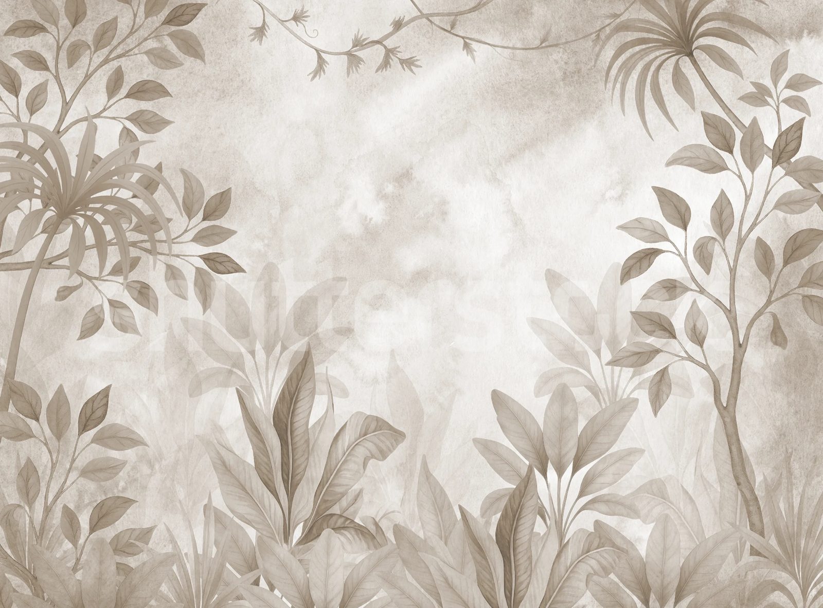 Leafy Greenery, Beige, Rebel Walls