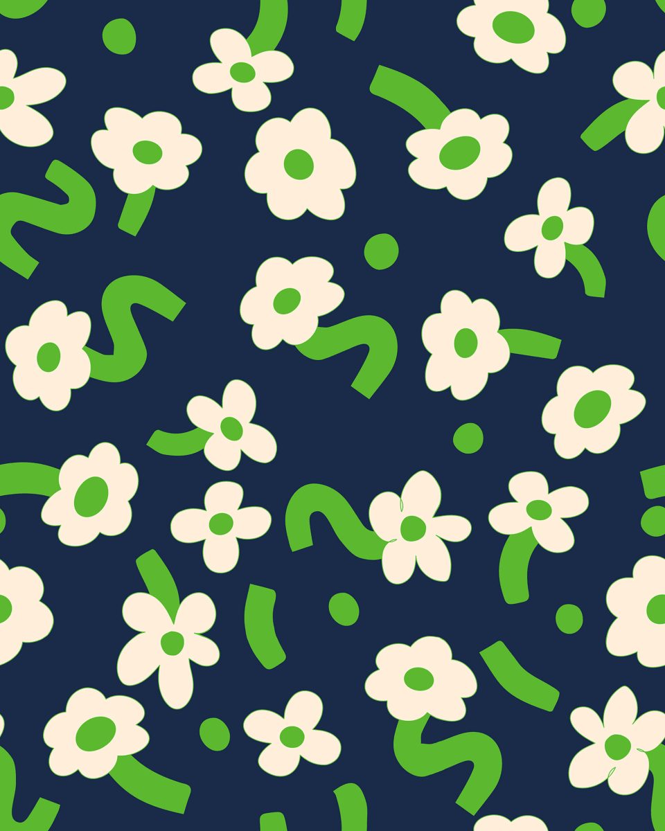 Dancing Flowers, Green, Rebel Walls