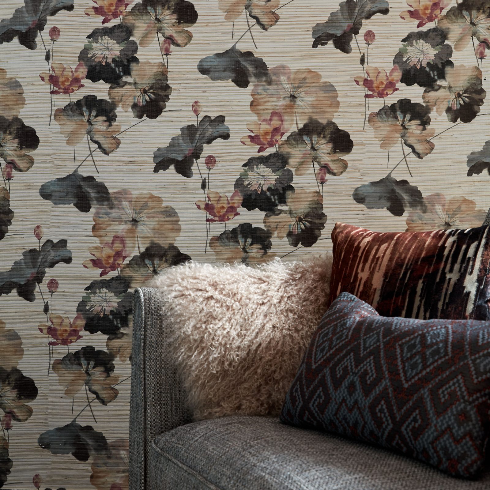 Water Lilies, Fibre naturale (Grasscloth), 1838 Wallcoverings, 5.1mp / rola 3