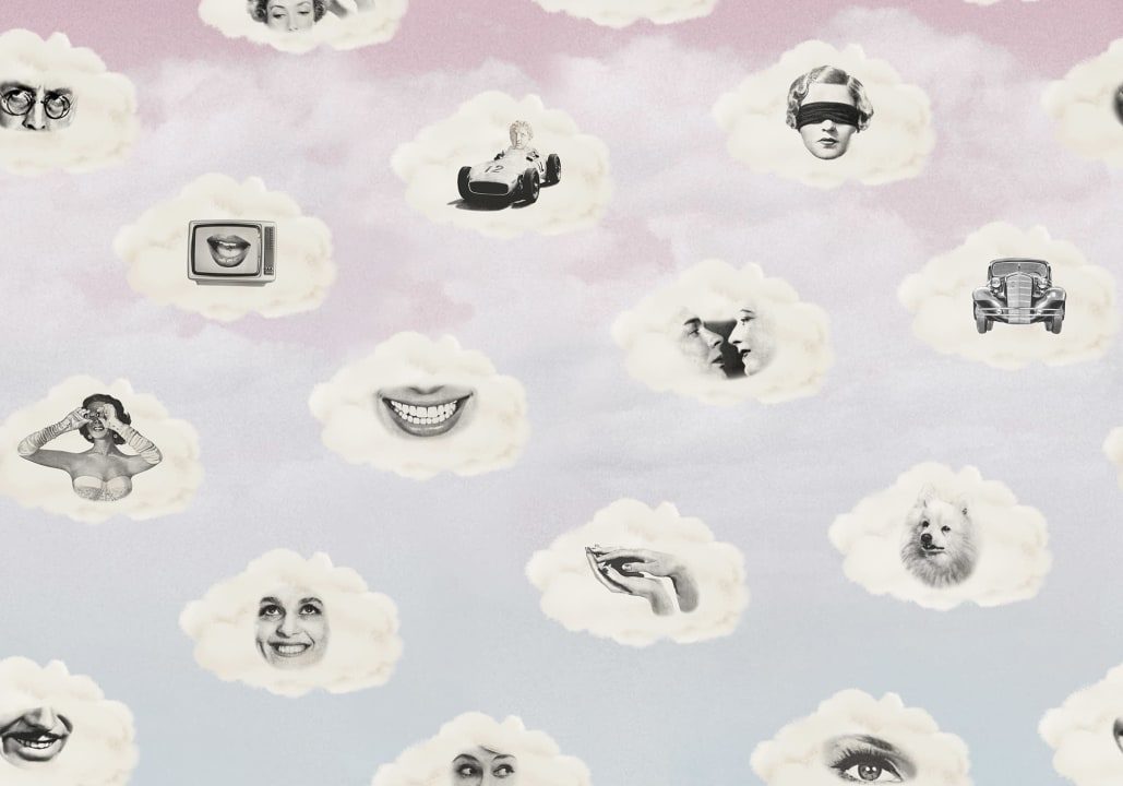 Retro Clouds, Pink, Rebel Walls