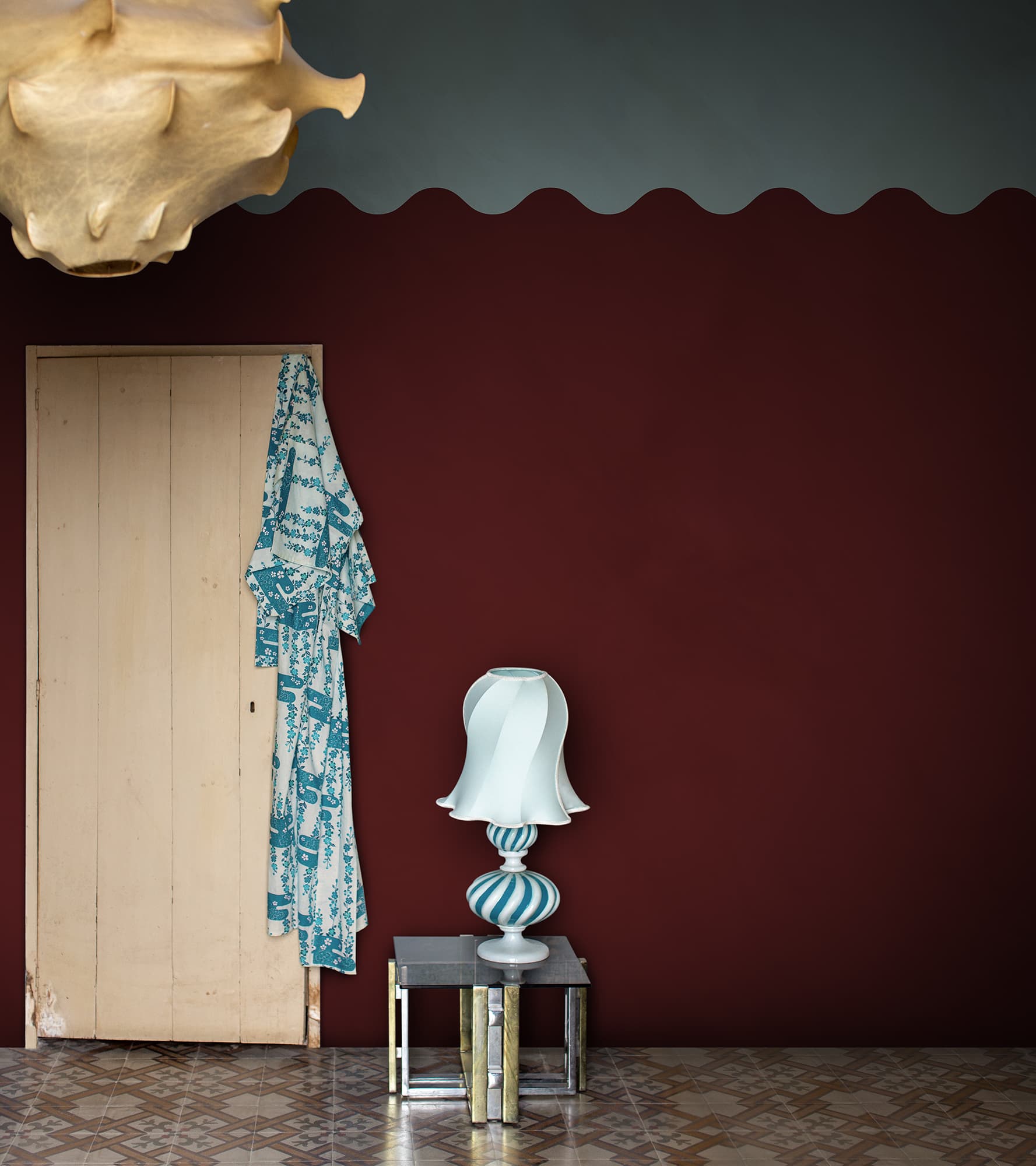 Wave Border, Burgundy, Rebel Walls 3