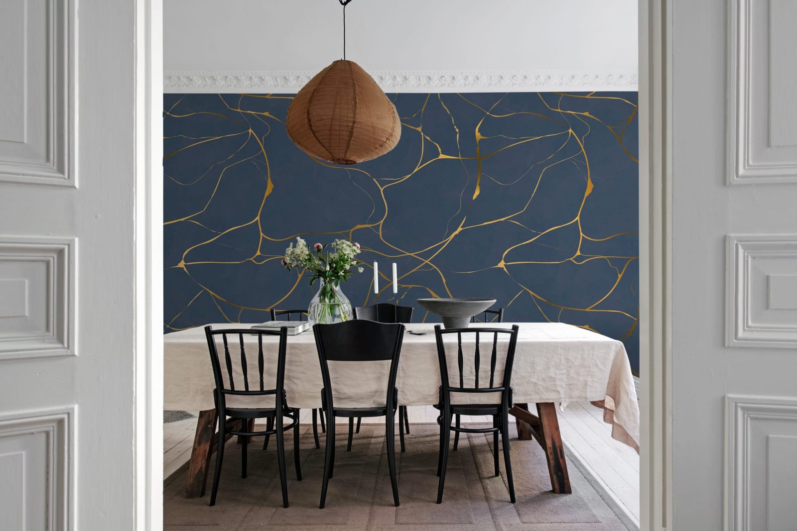 Gold Swirl, Dark Blue, Rebel Walls 3