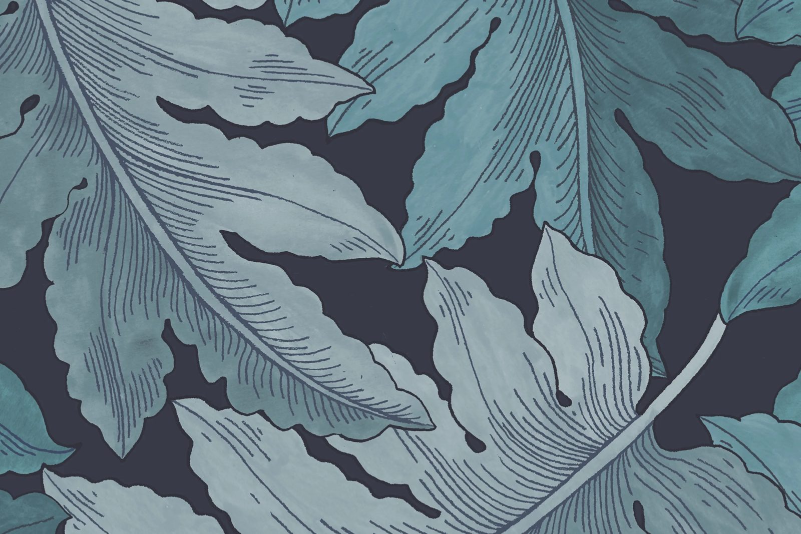 Swirling Fern, Blue, Rebel Walls 4
