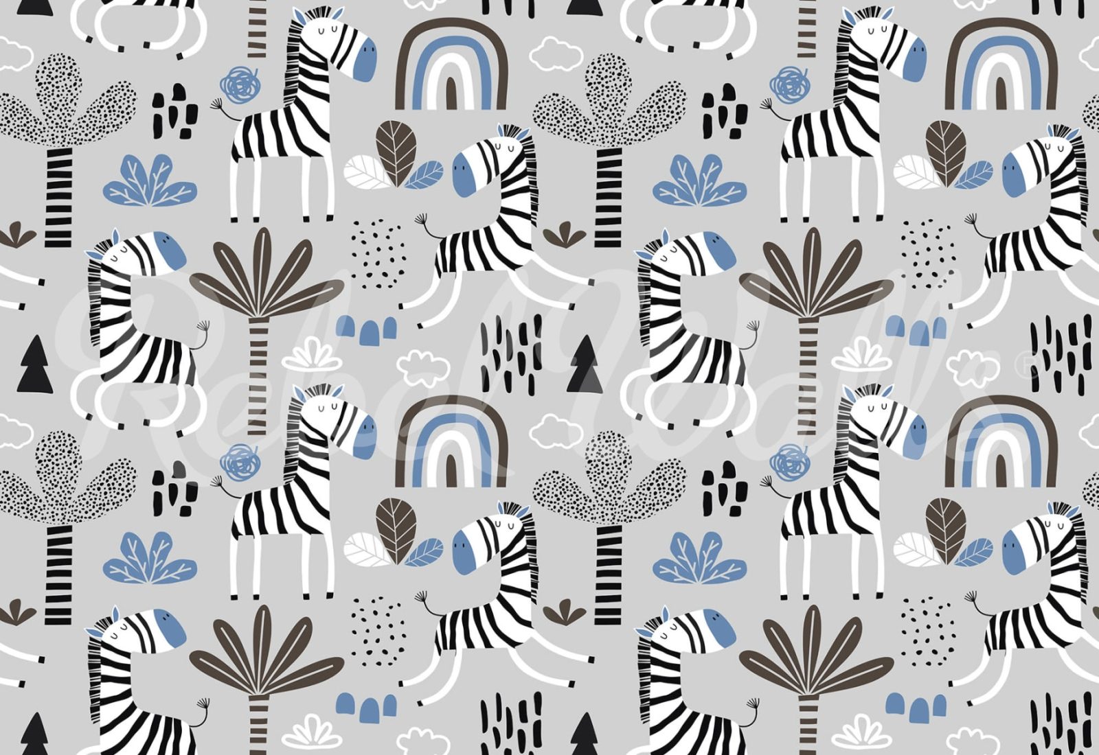 Happy Zebra, Blue, Rebel Walls