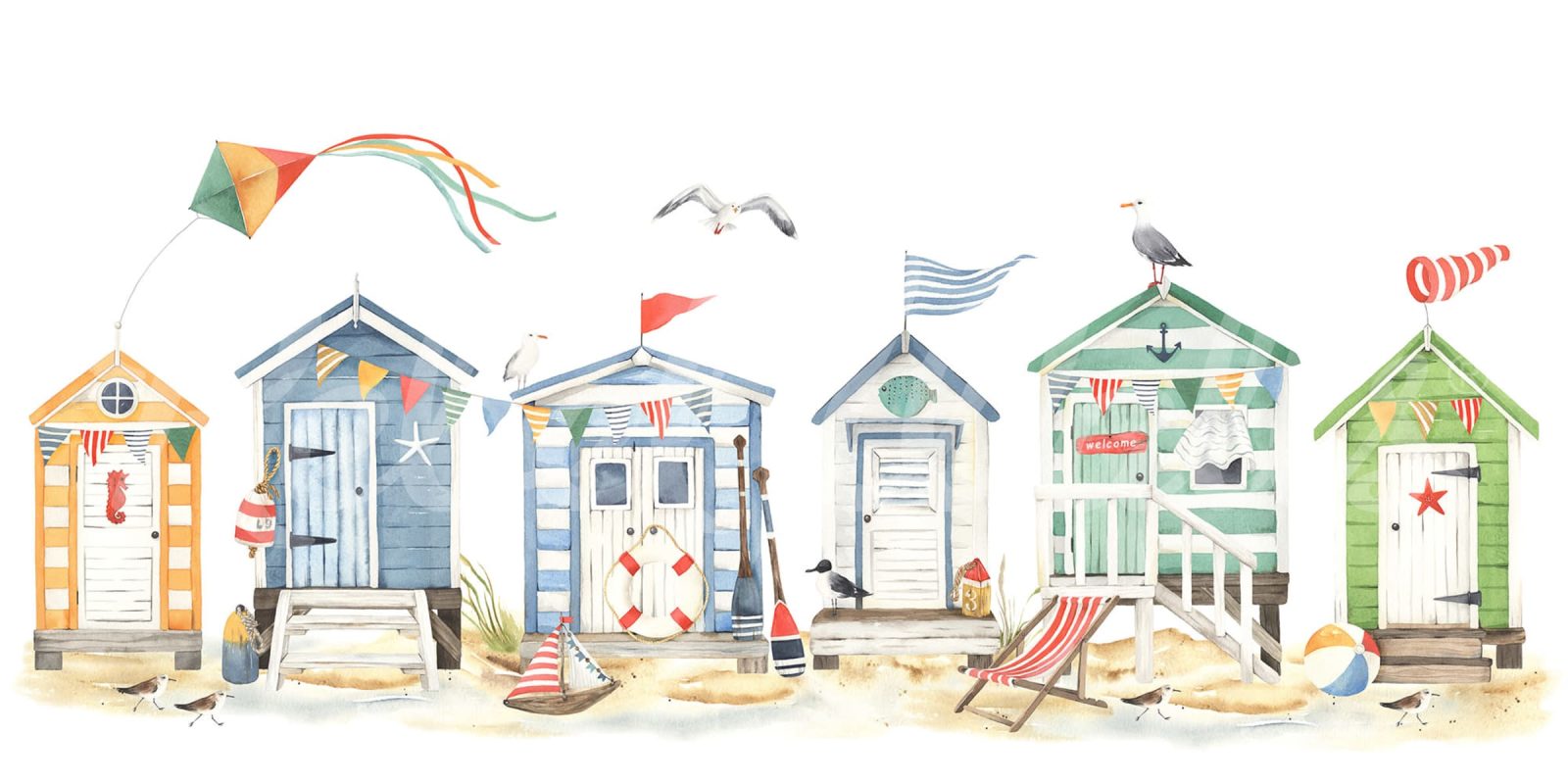 Tiny Beach Houses, Multi, Rebel Walls