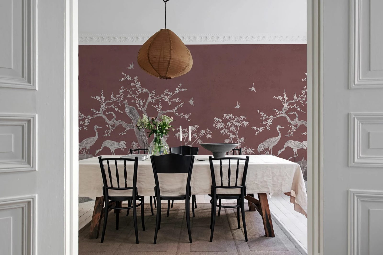 Chinoiserie Lace, Raspberry Red, Rebel Walls 2
