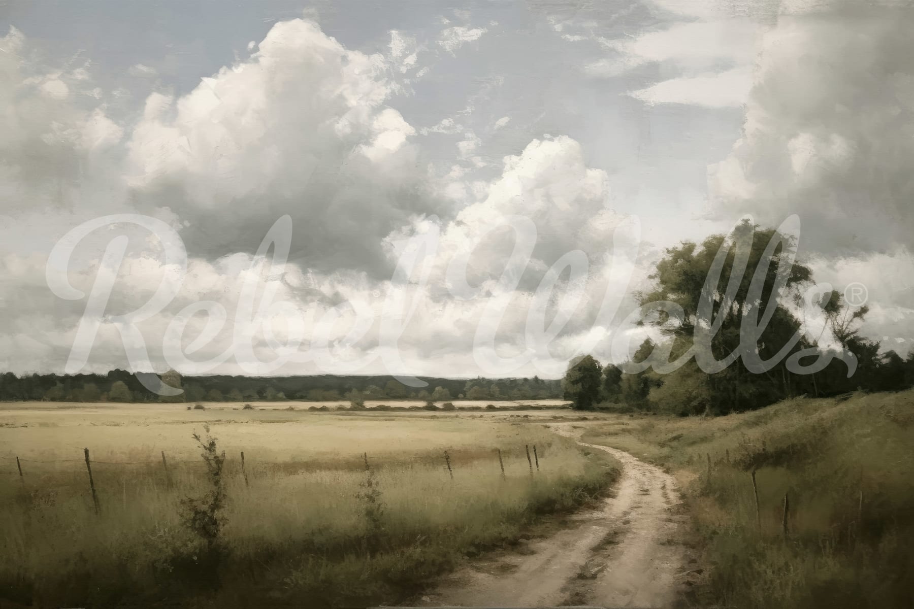 Country Road Painting, Beige, Rebel Walls