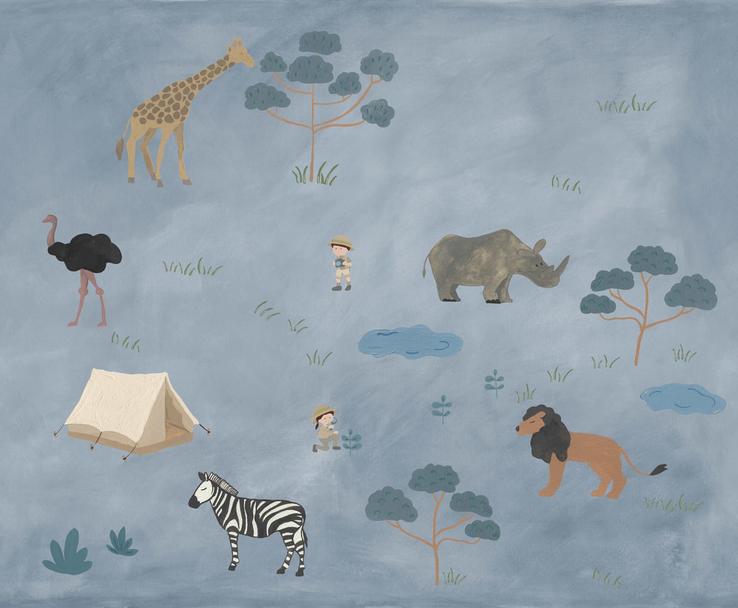 Animal Safari, Blue, Rebel Walls