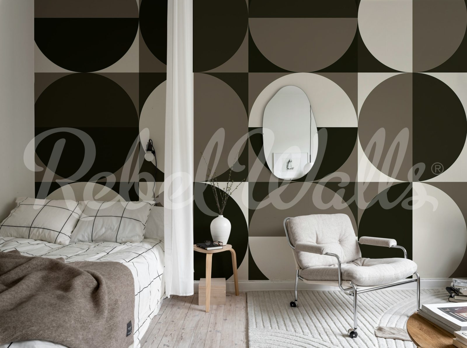 Circle Grid, Brown, Rebel Walls 3