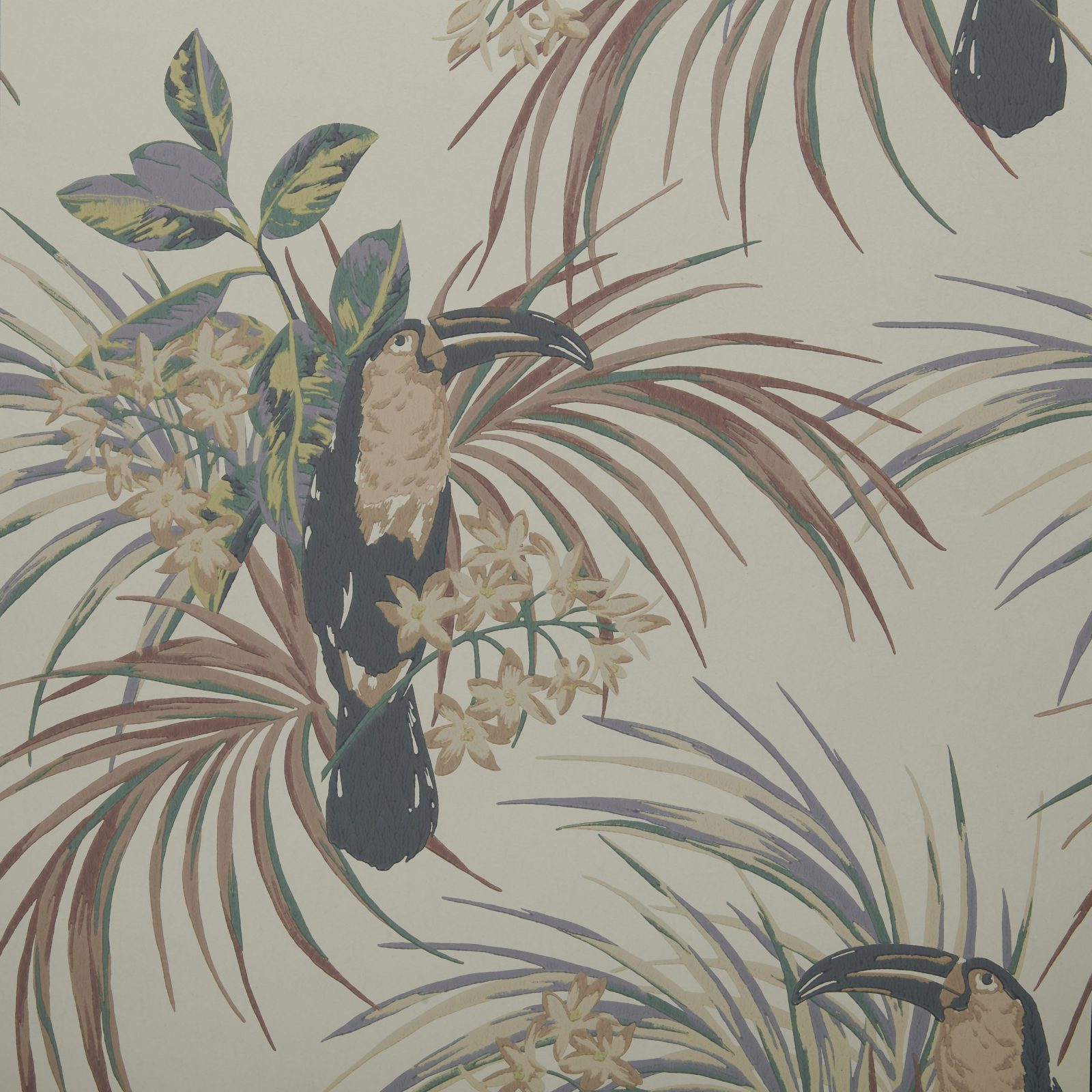 Le Toucan, Amber Glow Orange Luxury Bird, 1838 Wallcoverings, 5.3mp / rola