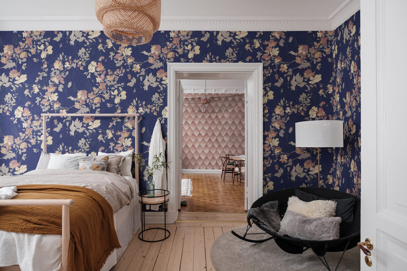 Blooming Garden, Dark Blue, Rebel Walls 3
