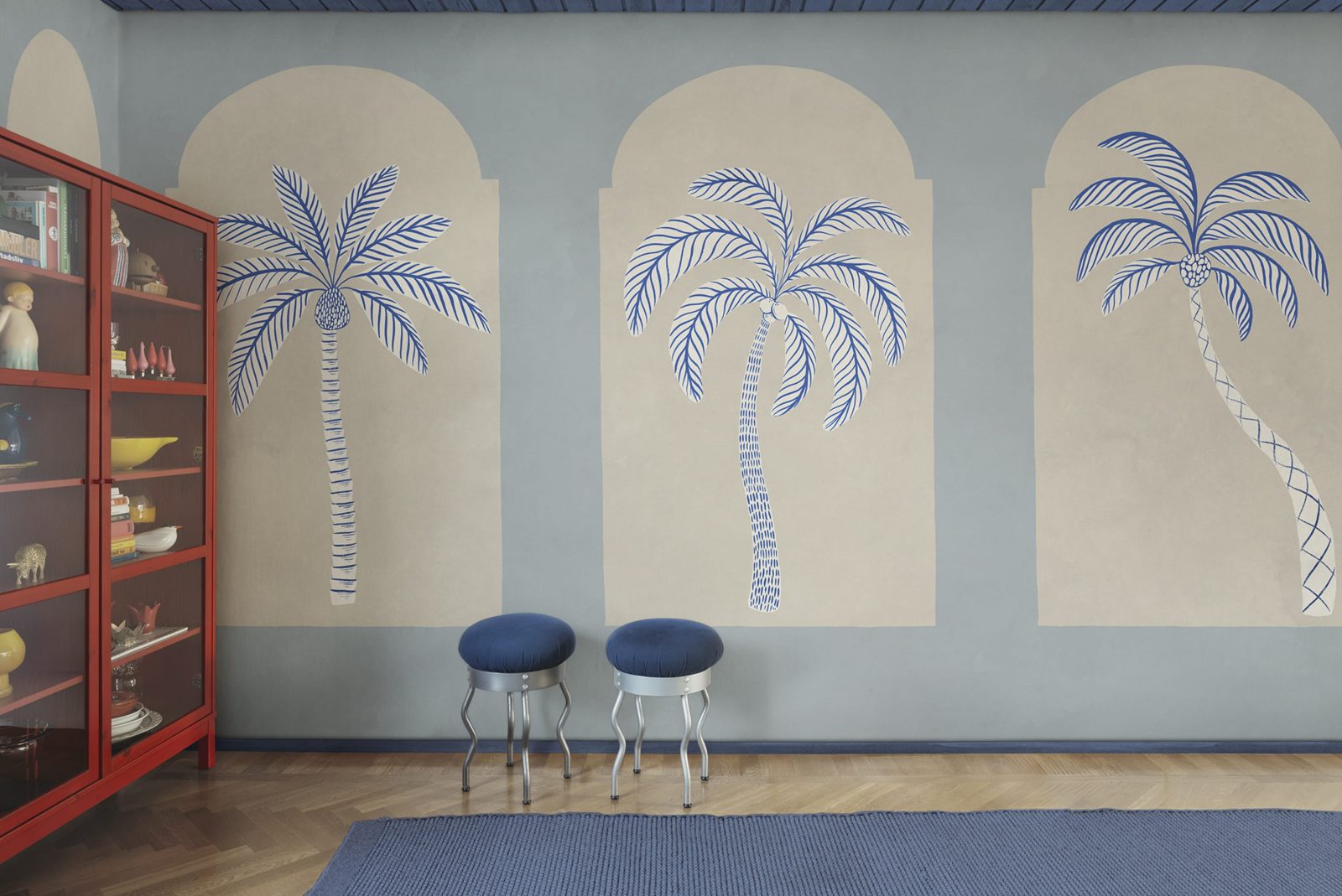 Palm Arches, Blue, Rebel Walls 3