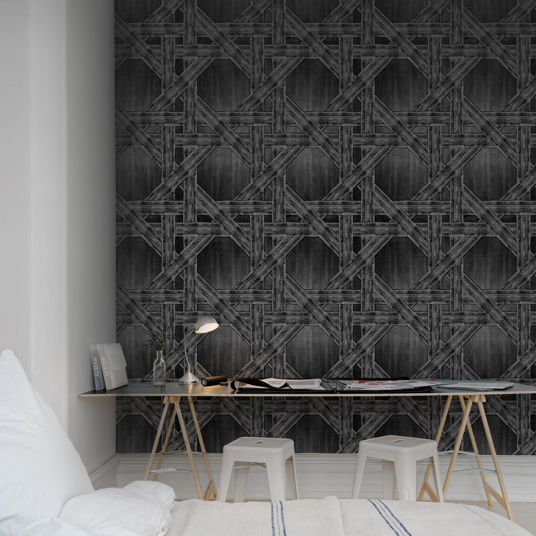 Denim Trellis, Black, Rebel Walls 3