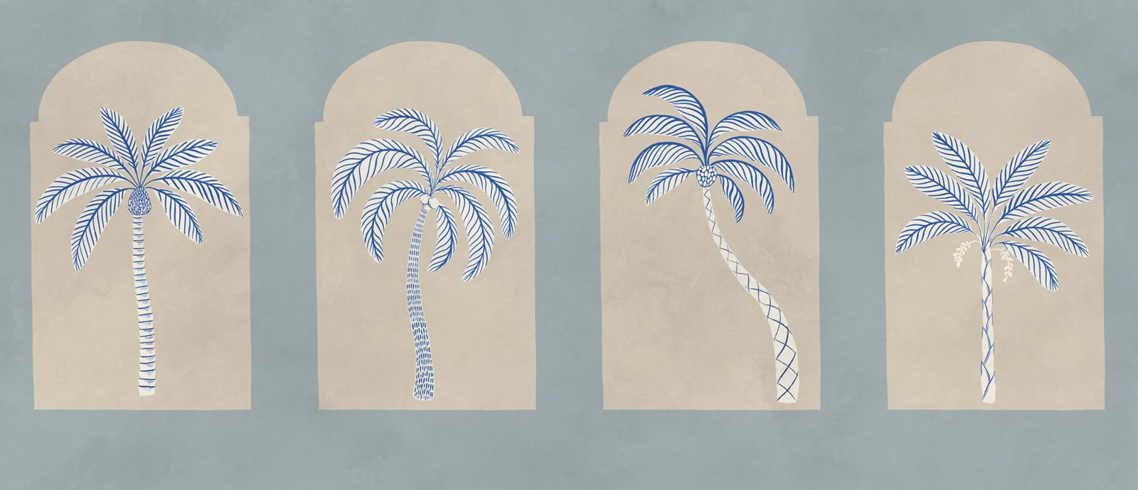 Palm Arches, Blue, Rebel Walls
