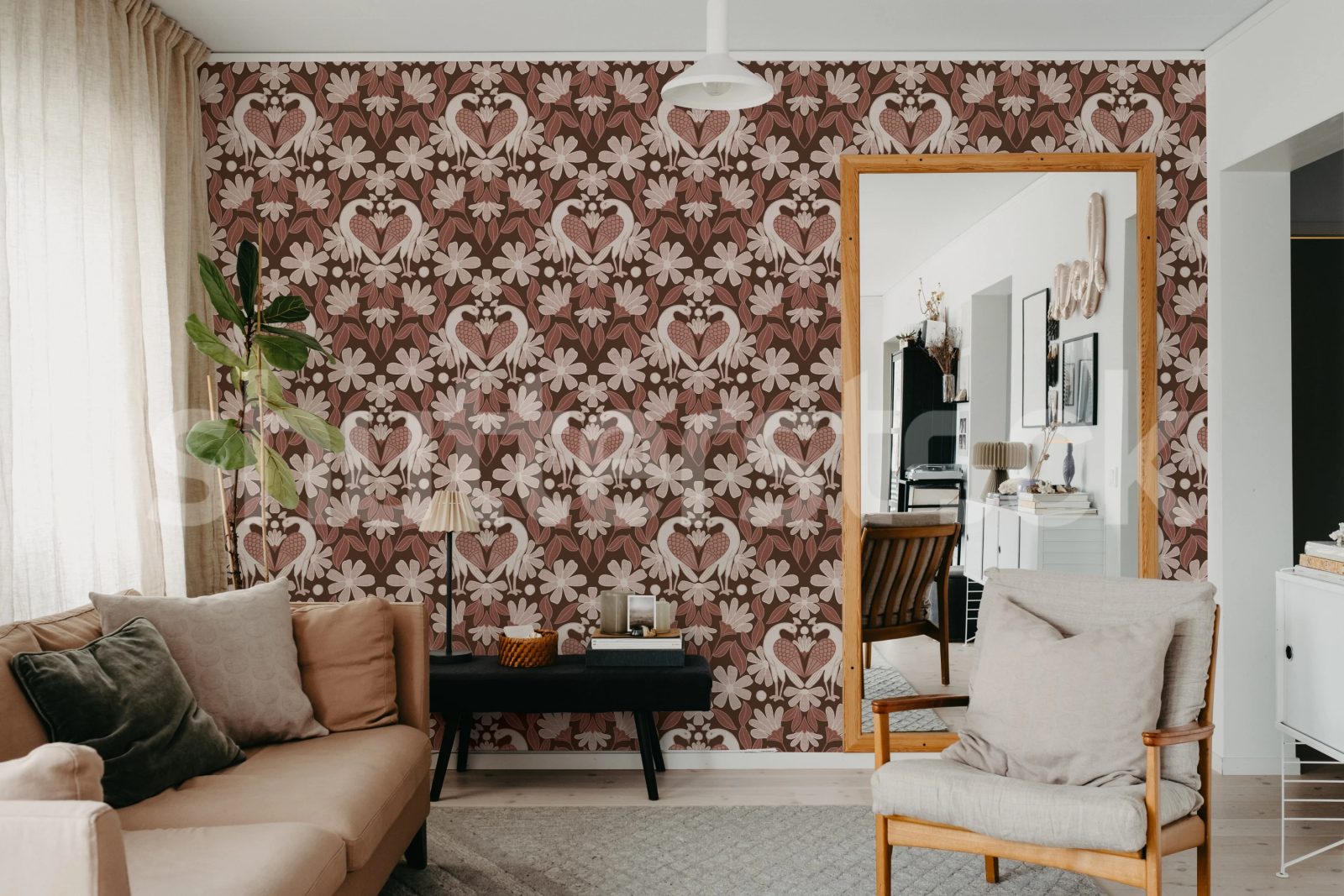 Dreamy Birds, Burgundy, Rebel Walls 2