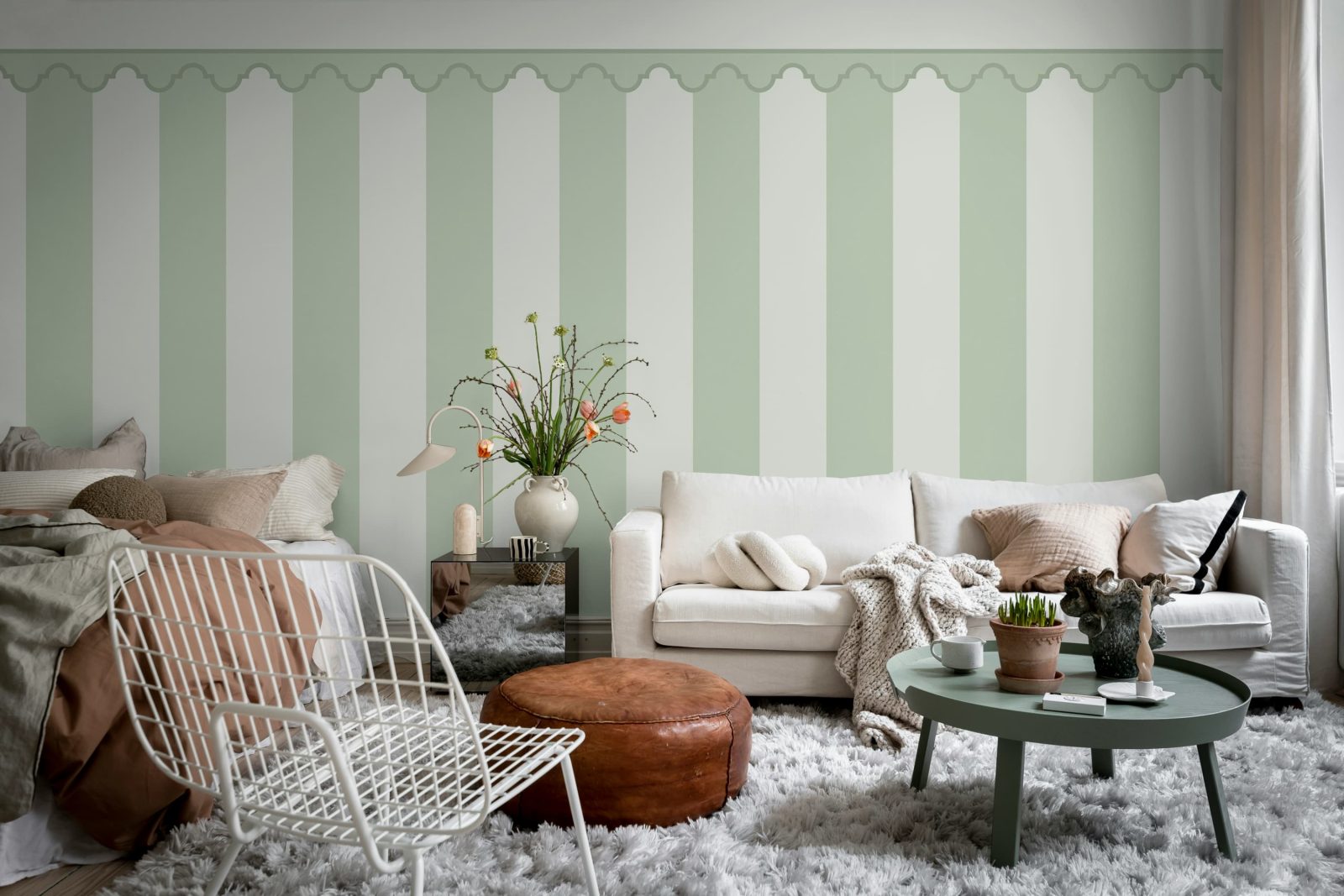 Stripe Chateau, Green, Rebel Walls 3