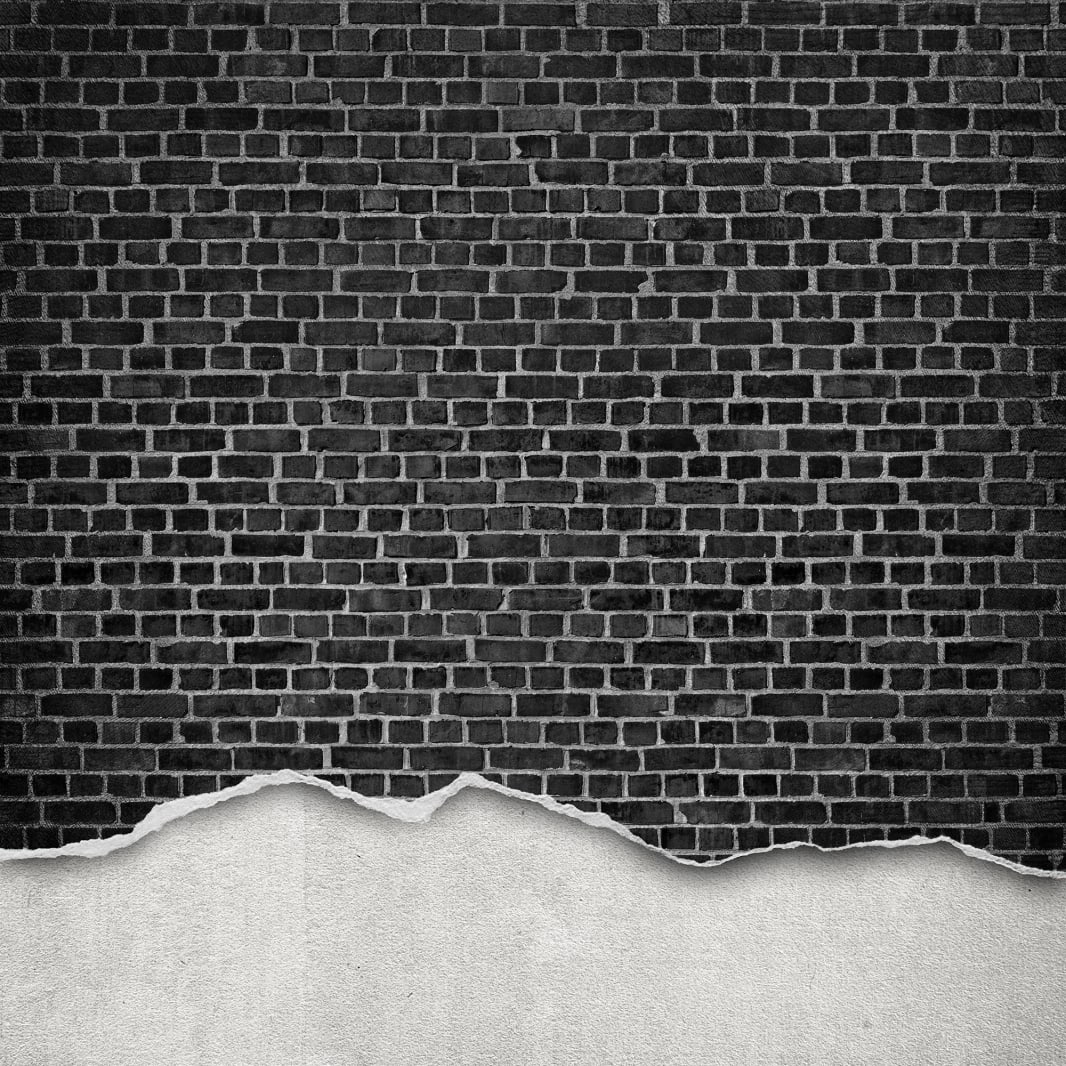 Well-Worn Brick Wall, Black, Rebel Walls