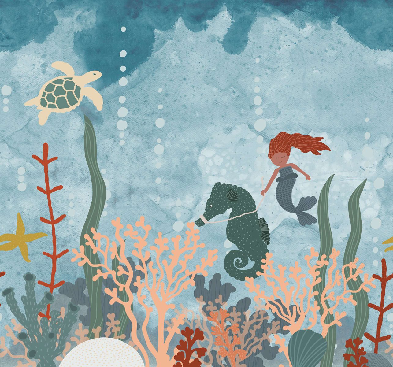 Mermaid World, Blue, Rebel Walls