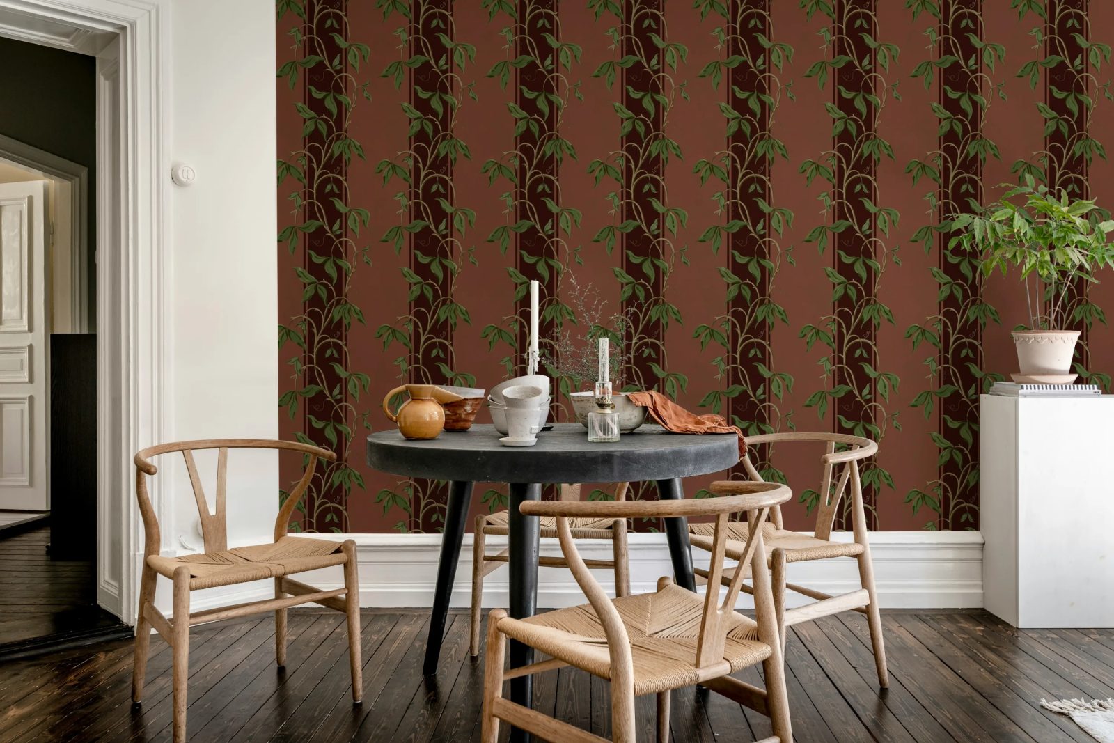 Garden Stripe, Burgundy, Rebel Walls 3