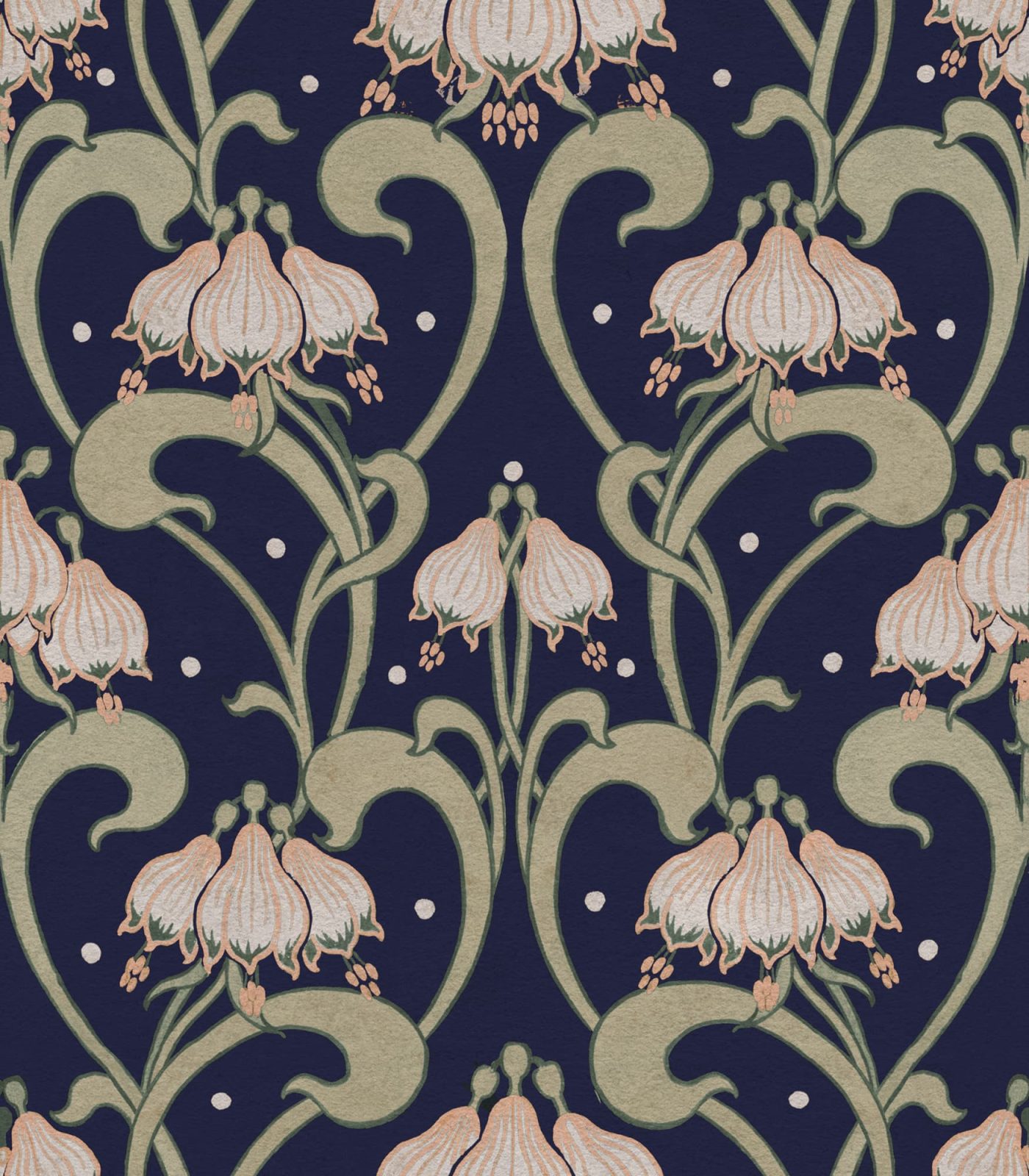 Art Nouveau Flower, Blue, Rebel Walls
