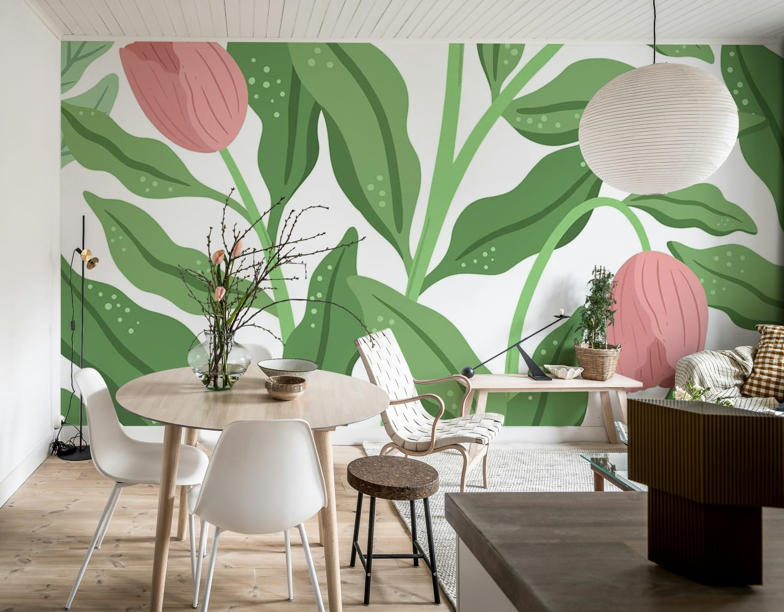 Cool Flora, White & Pink, Rebel Walls 2