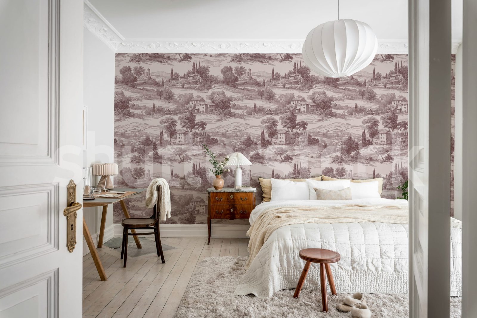 Countryside Toile, Cambridge Red, Rebel Walls 2