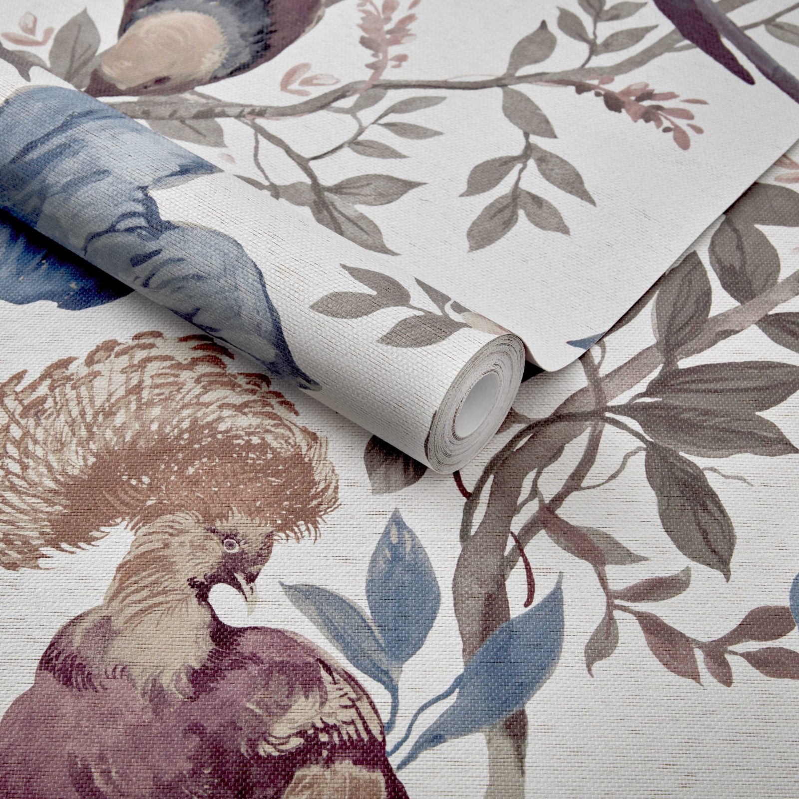 Bird Sonnet, Chambray Blue Luxury Paperweave, (fibre naturale), 1838 Wallcoverings, 5.1mp / rola 3