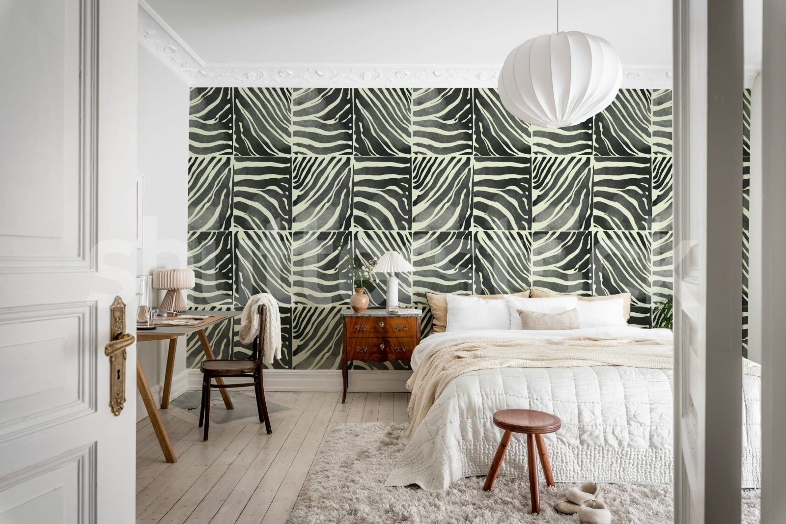 Savanna Stripe, Black & White, Rebel Walls 3